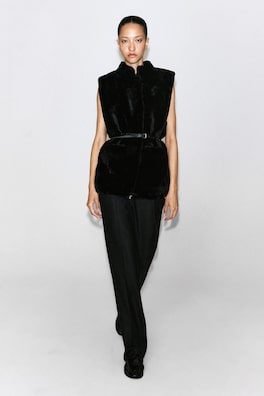 SHEARLING GILET — CARBON 1