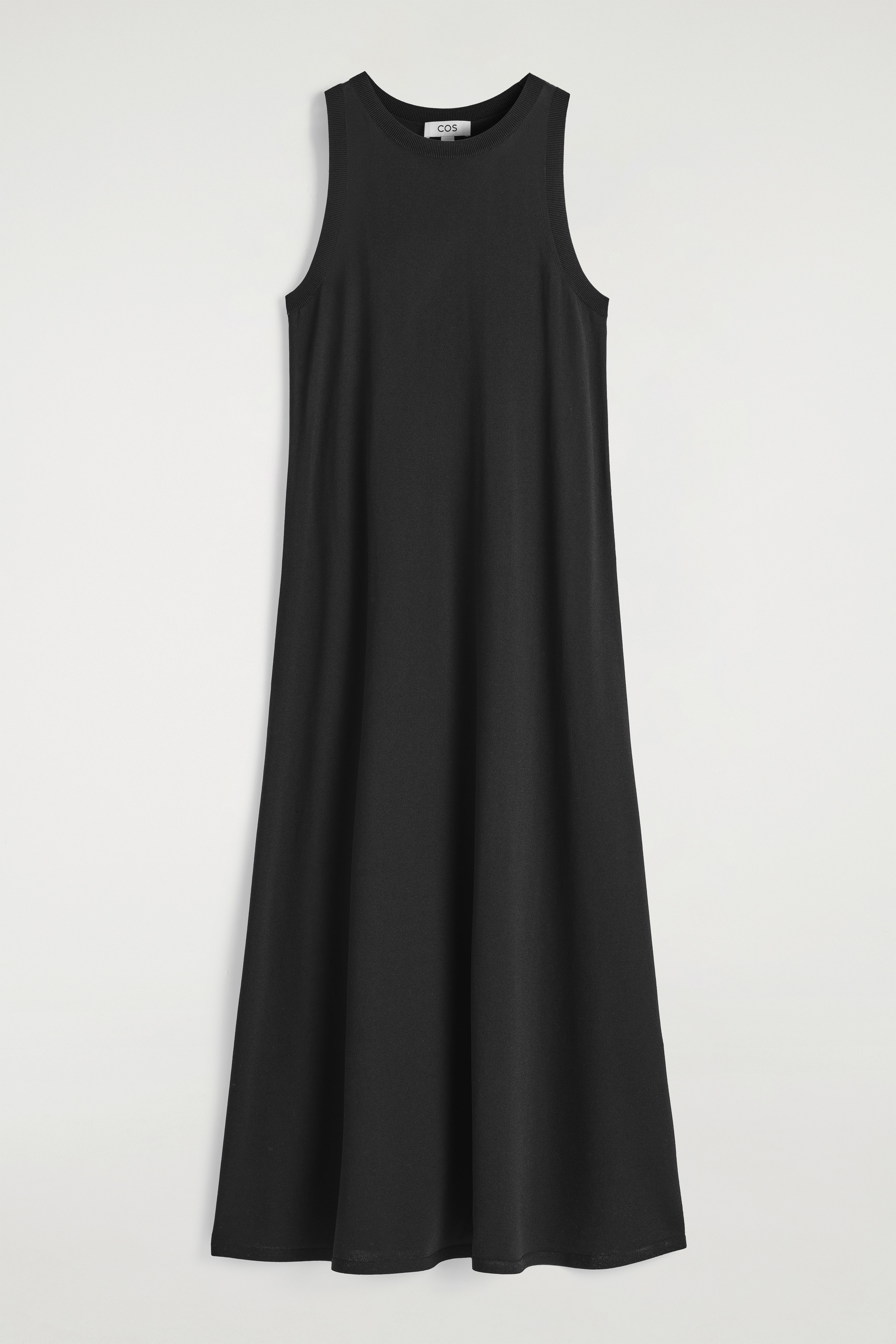 SLEEVELESS KNITTED MIDI DRESS - BLACK/DARK RED