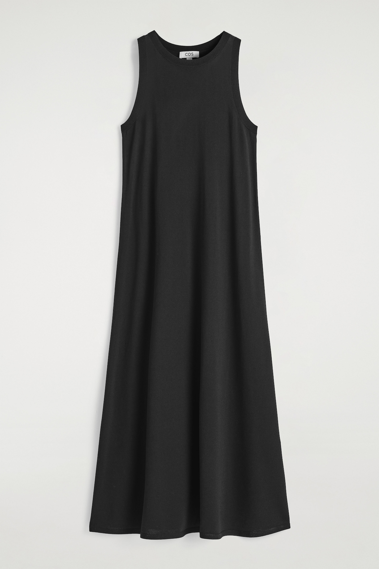cos black midi dress COS Women's Gathered Lightweight Midi Dress in Black | Cotton