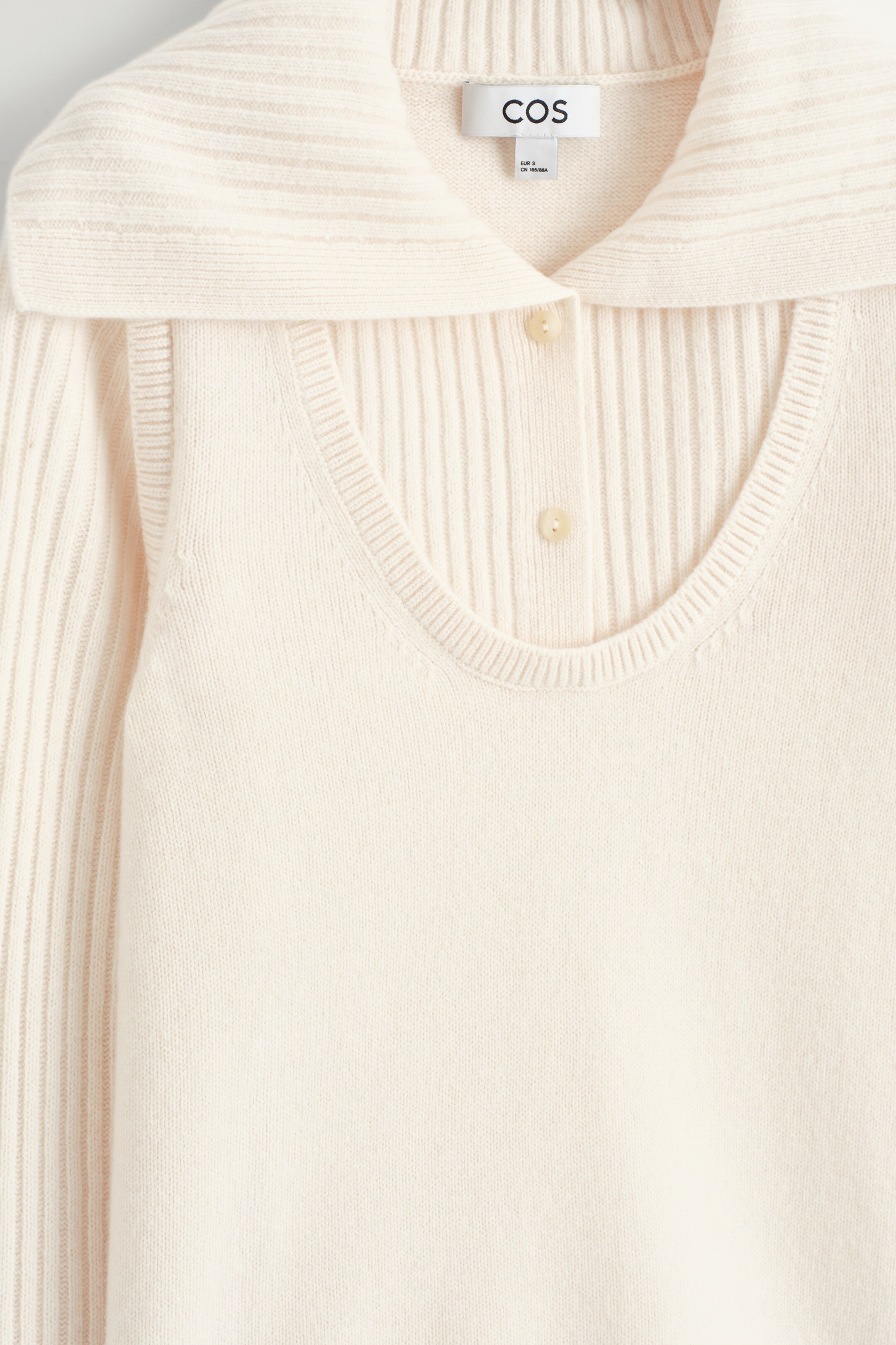 הצגת תמונה גדולה יותר: סוודר שכבות מצמר מרינו - שנהב - Ladies | H&M IL 7