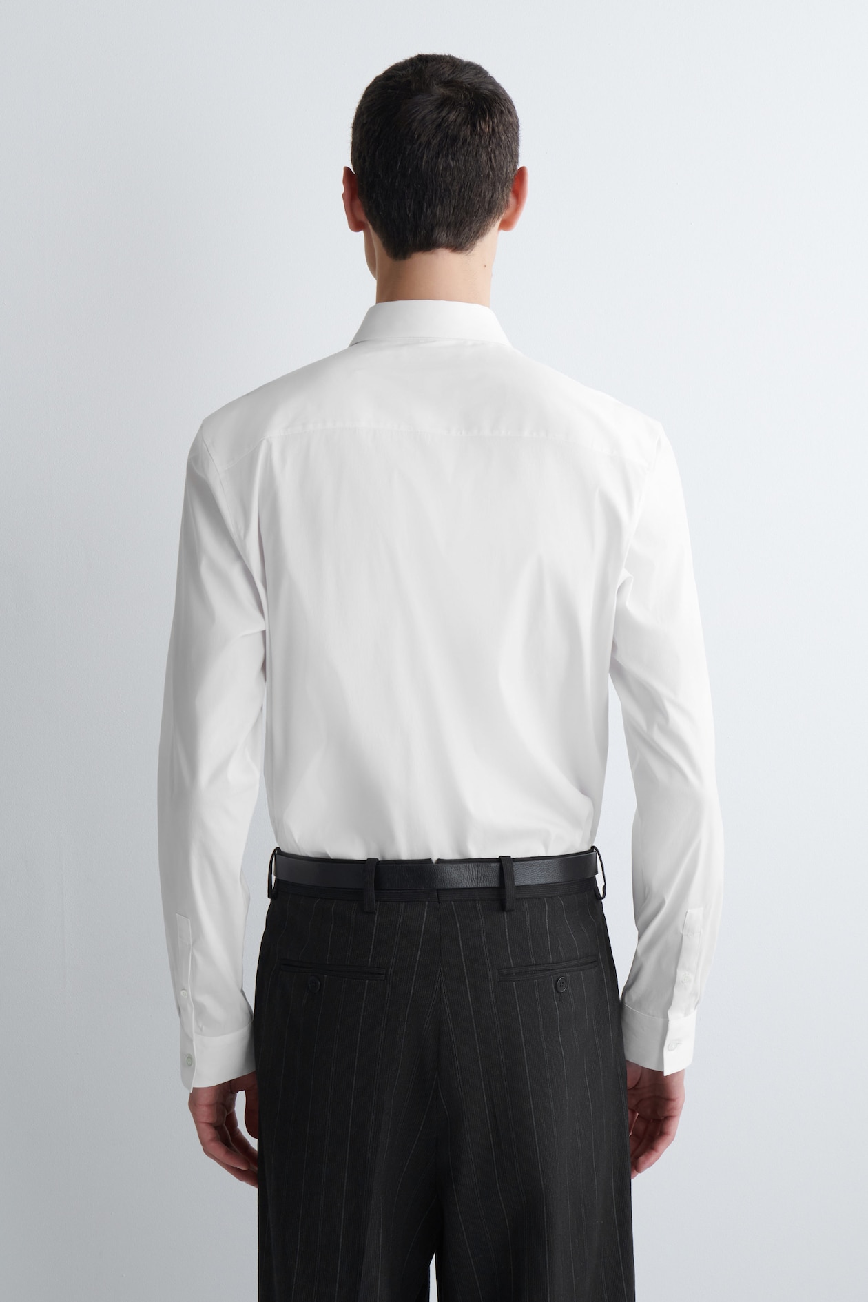 SLIM TAILORED COTTON-POPLIN SHIRT — WHITE