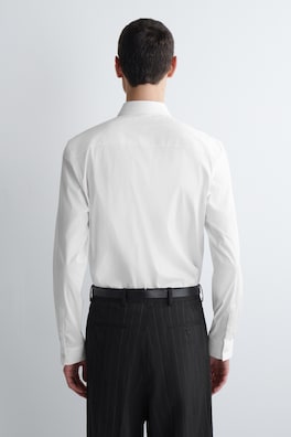 SLIM TAILORED COTTON-POPLIN SHIRT — WHITE 4