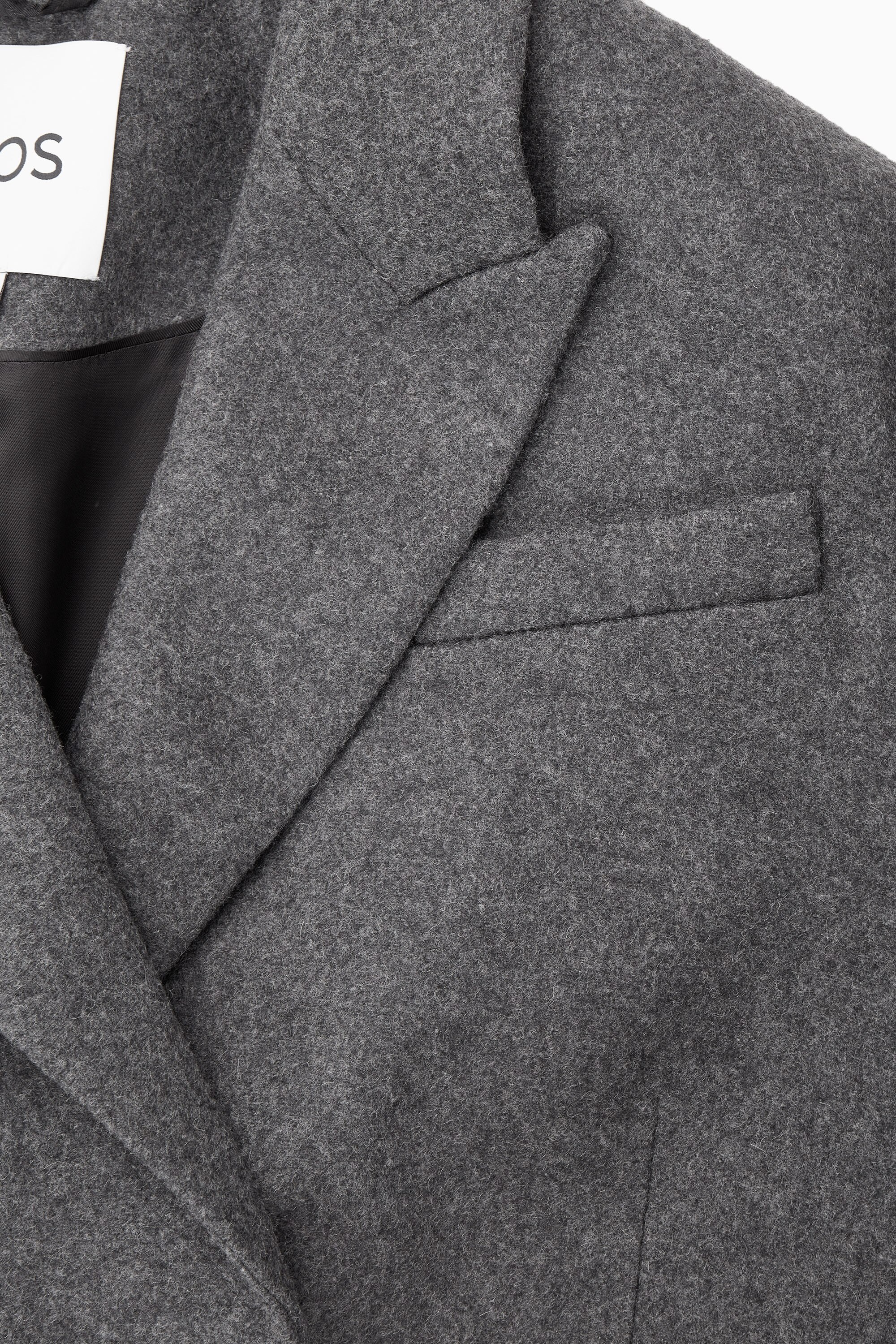 OVERSIZED POWER-SHOULDER WOOL COAT - GRAY MÉLANGE | COS