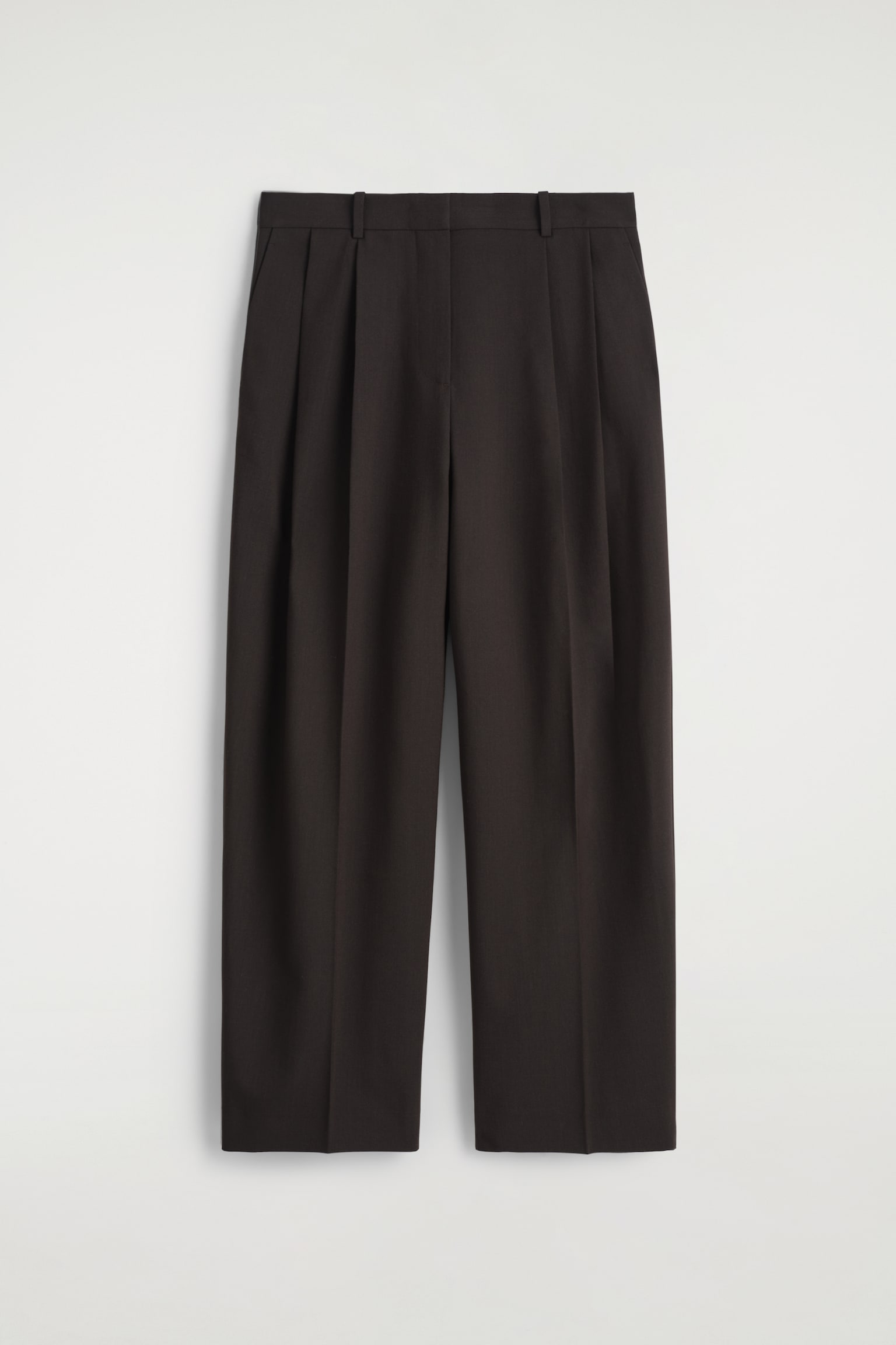 PANTALON LARGE EN SERGÉ DÉCONTRACTÉ - BRUN FONCÉ/NOIR/BLEU/GRIS/TAUPE/ROSE - 2