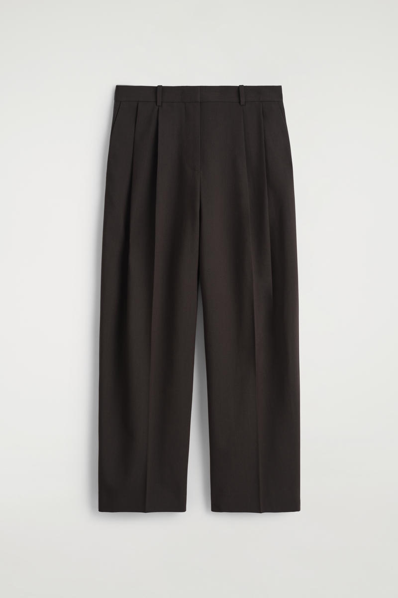 Cos Relaxed Twill Wide-leg Pants In Brown