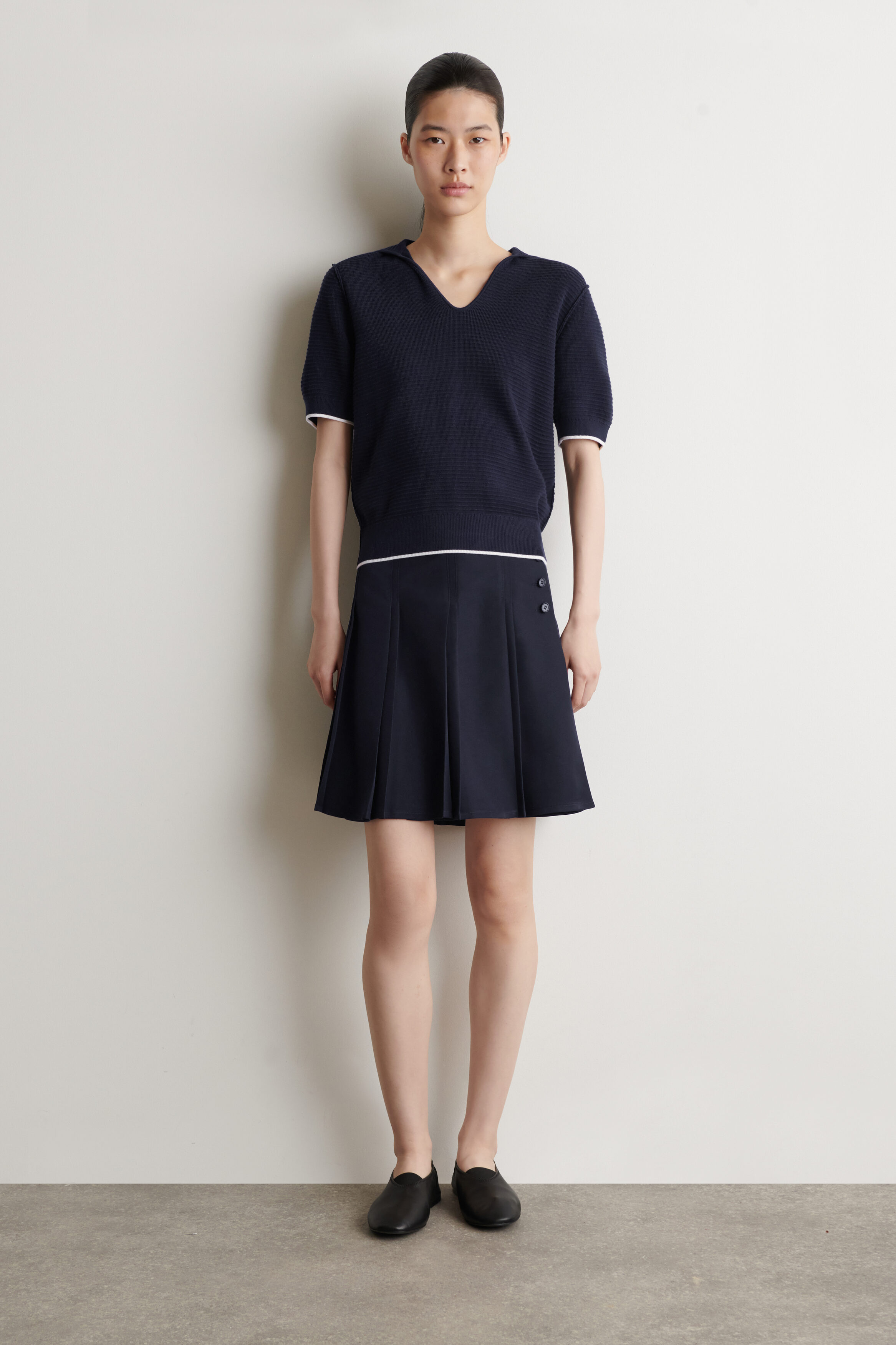 SAILOR-COLLAR KNITTED TOP - NAVY | COS CA