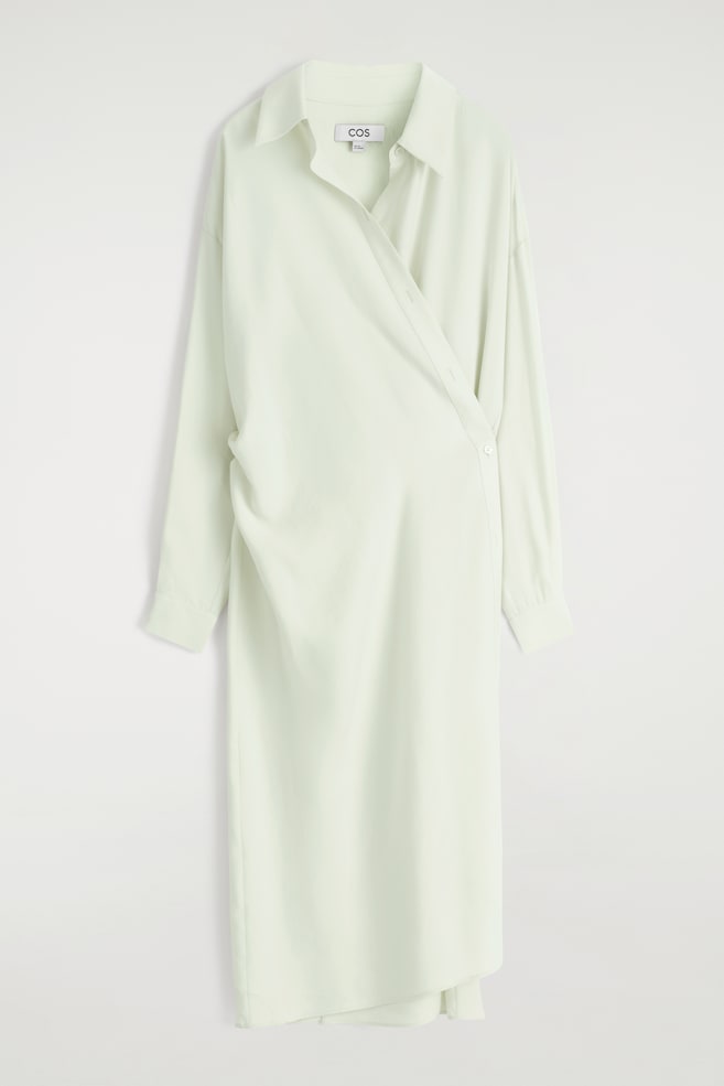 VESTIDO CAMISERO MIDI CRUZADO - VERDE CLARO/ROSA/RAYAS - 1