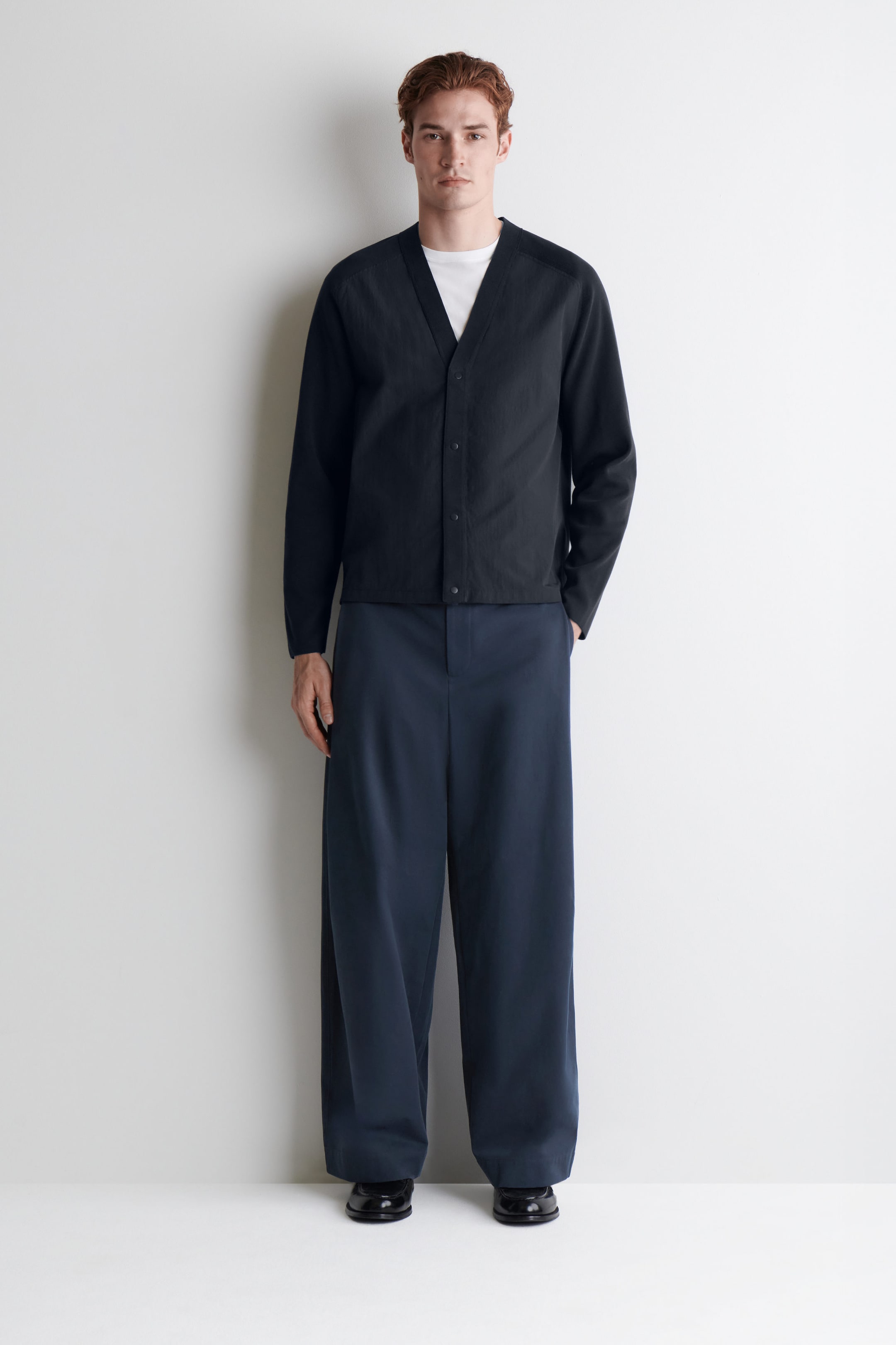 NYLON-PANELLED KNITTED CARDIGAN