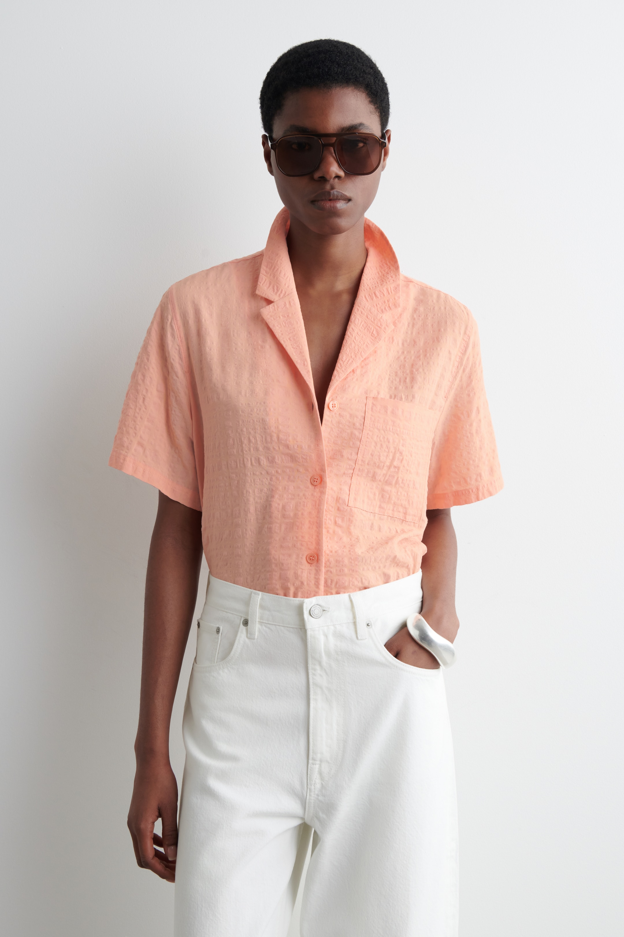 Ver imagem maior: CAMISA TEXTURIZADA DE RESORT - Damasco - SENHORA | H&M PT 1