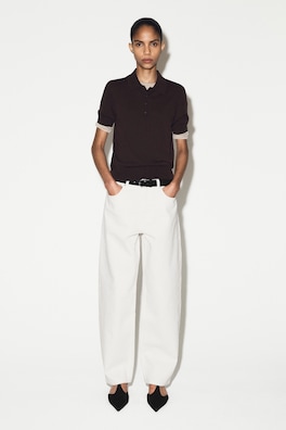 SHRUNKEN WOOL-BLEND POLO SHIRT — DARK BROWN 6