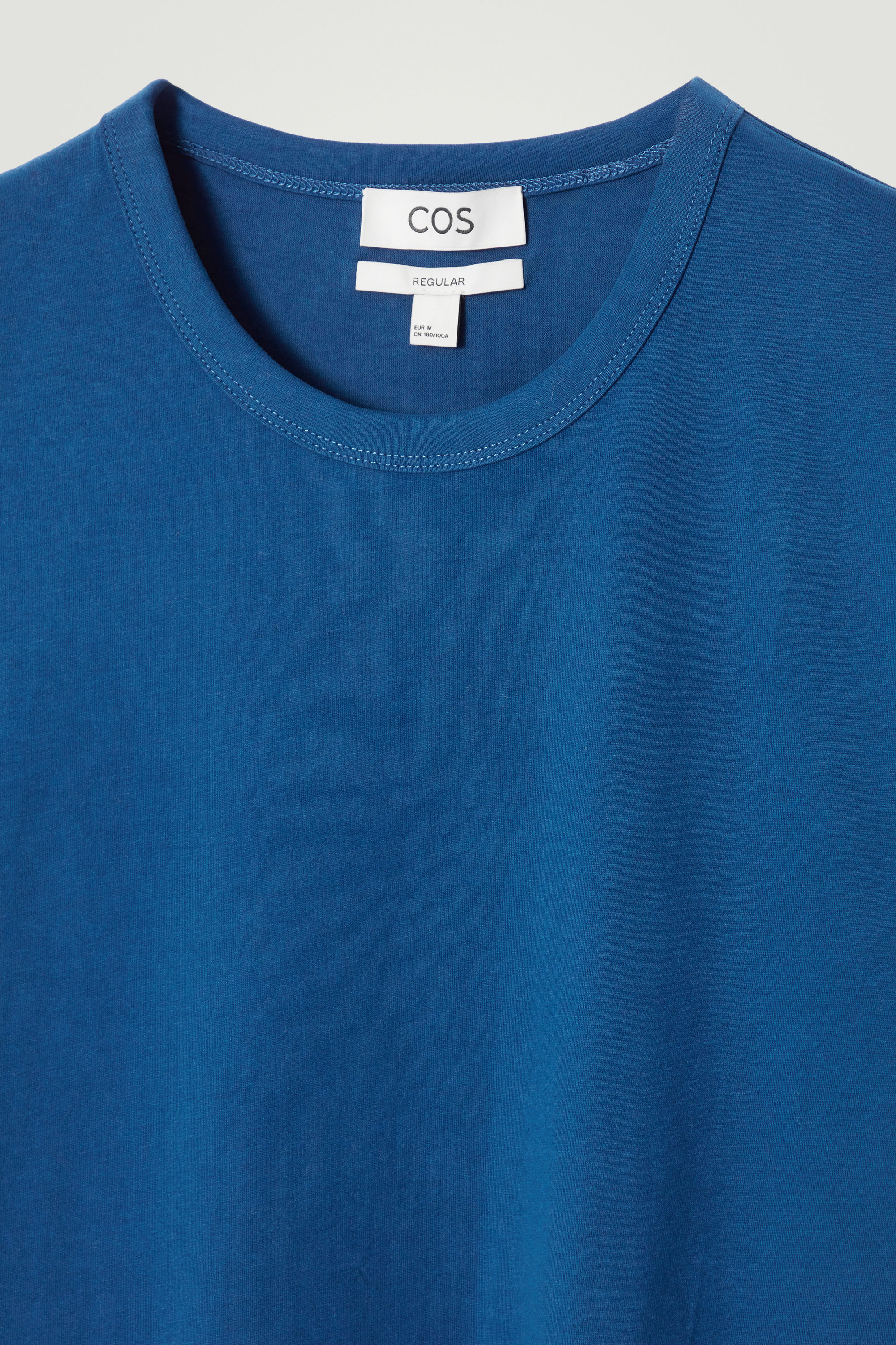 REGULAR BRUSHED-COTTON T-SHIRT - BLUE | COS