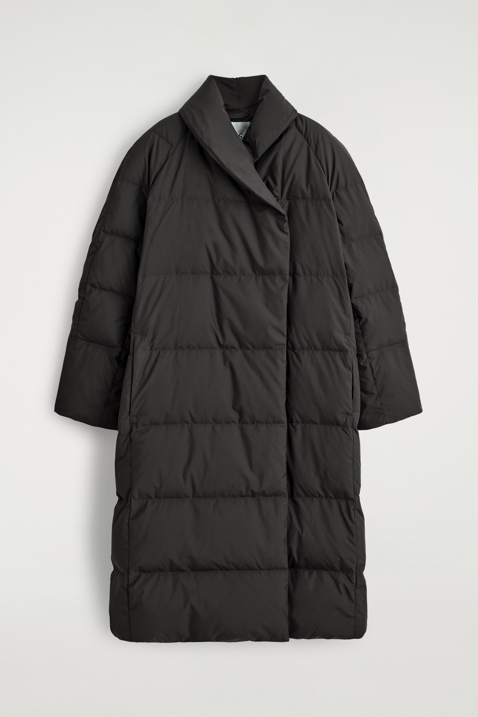 SHAWL-COLLAR QUILTED DOWN COAT - DARK BROWN - 2