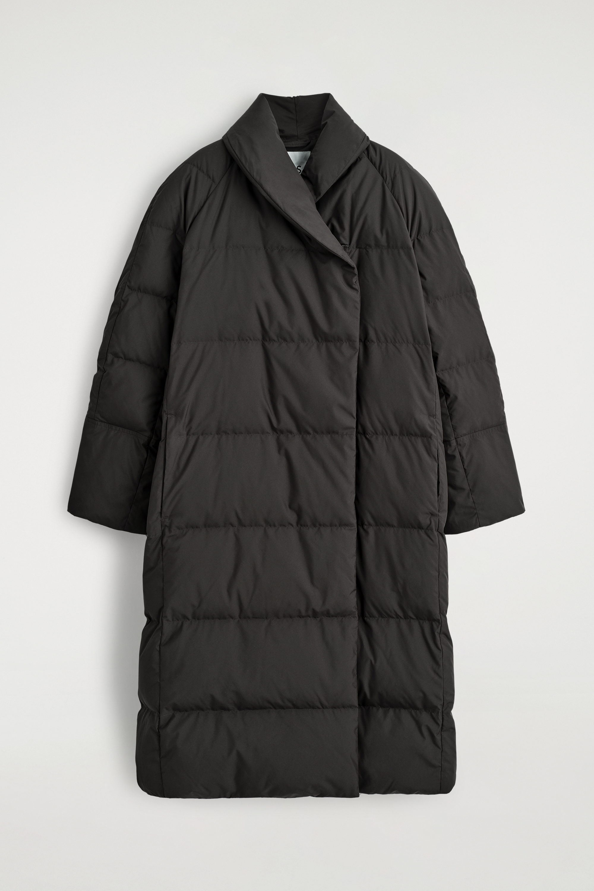 SHAWL-COLLAR QUILTED DOWN COAT - DARK BROWN | COS US