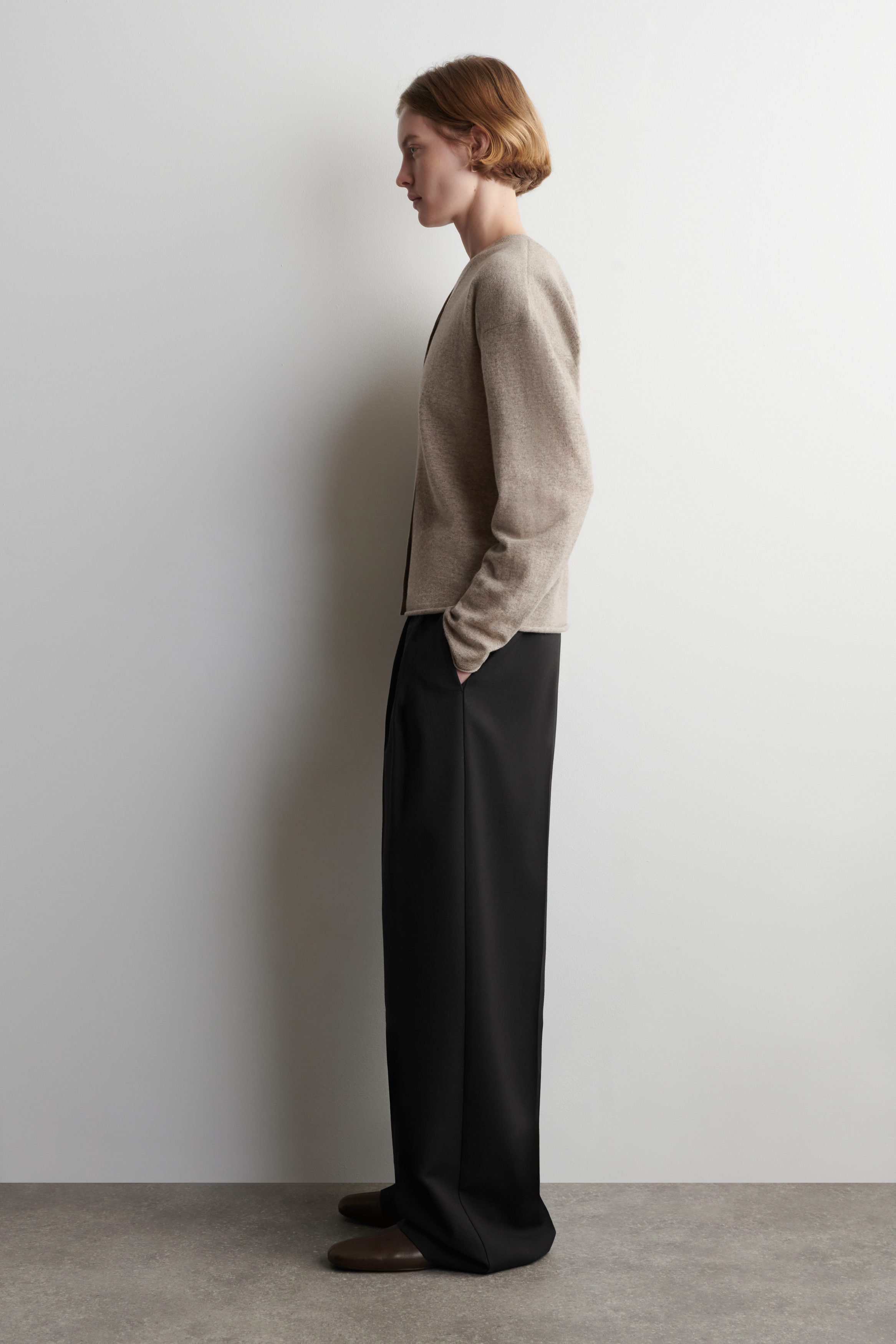 MERINO WOOL V-NECK CARDIGAN - BEIGE MÉLANGE | COS US