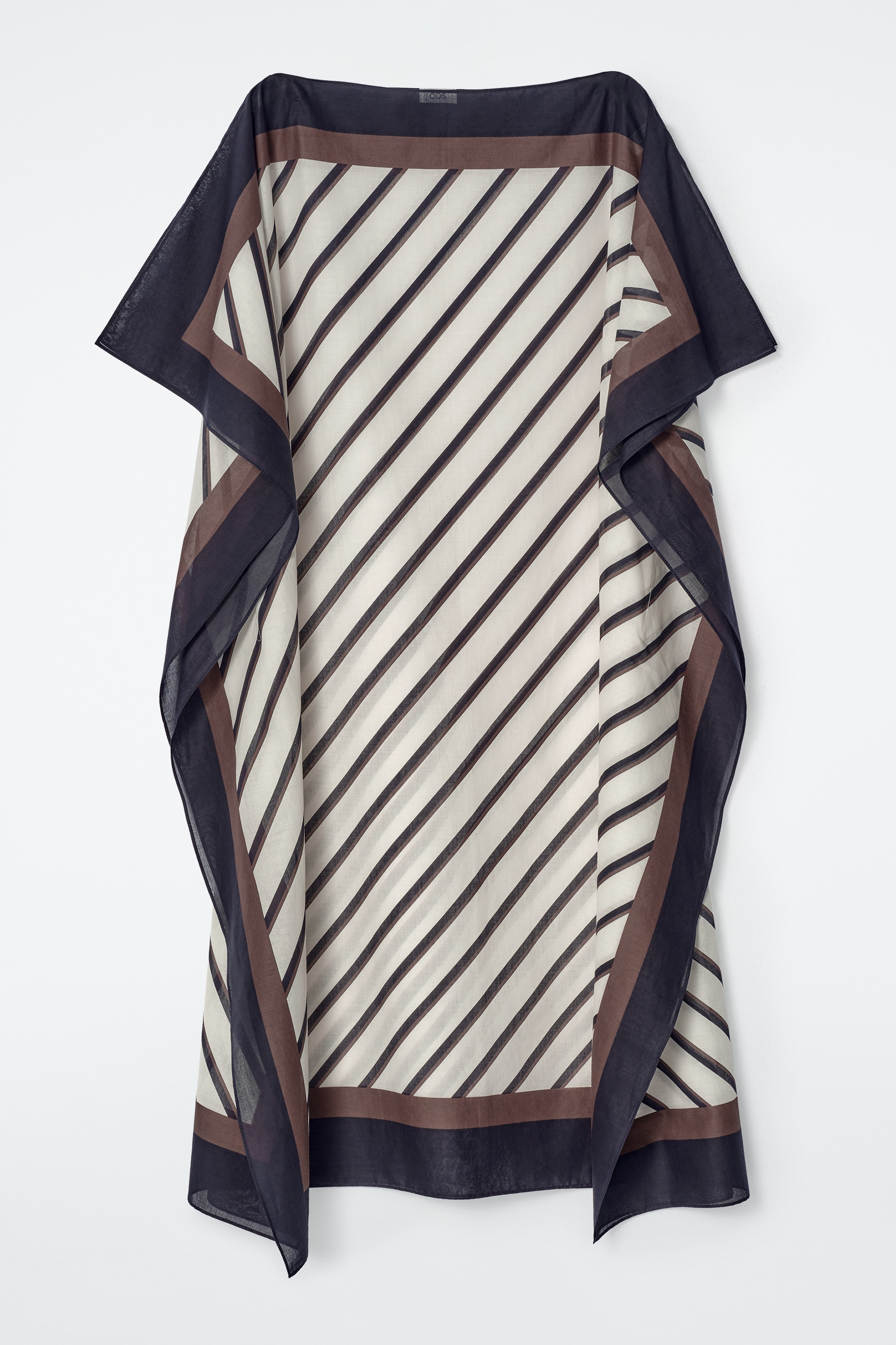 Drapovaný bavlněný kaftan - SLONOVÁ KOST / NÁMOŘNICKÁ MODRÁ / PRUHOVANÝ/Růžová