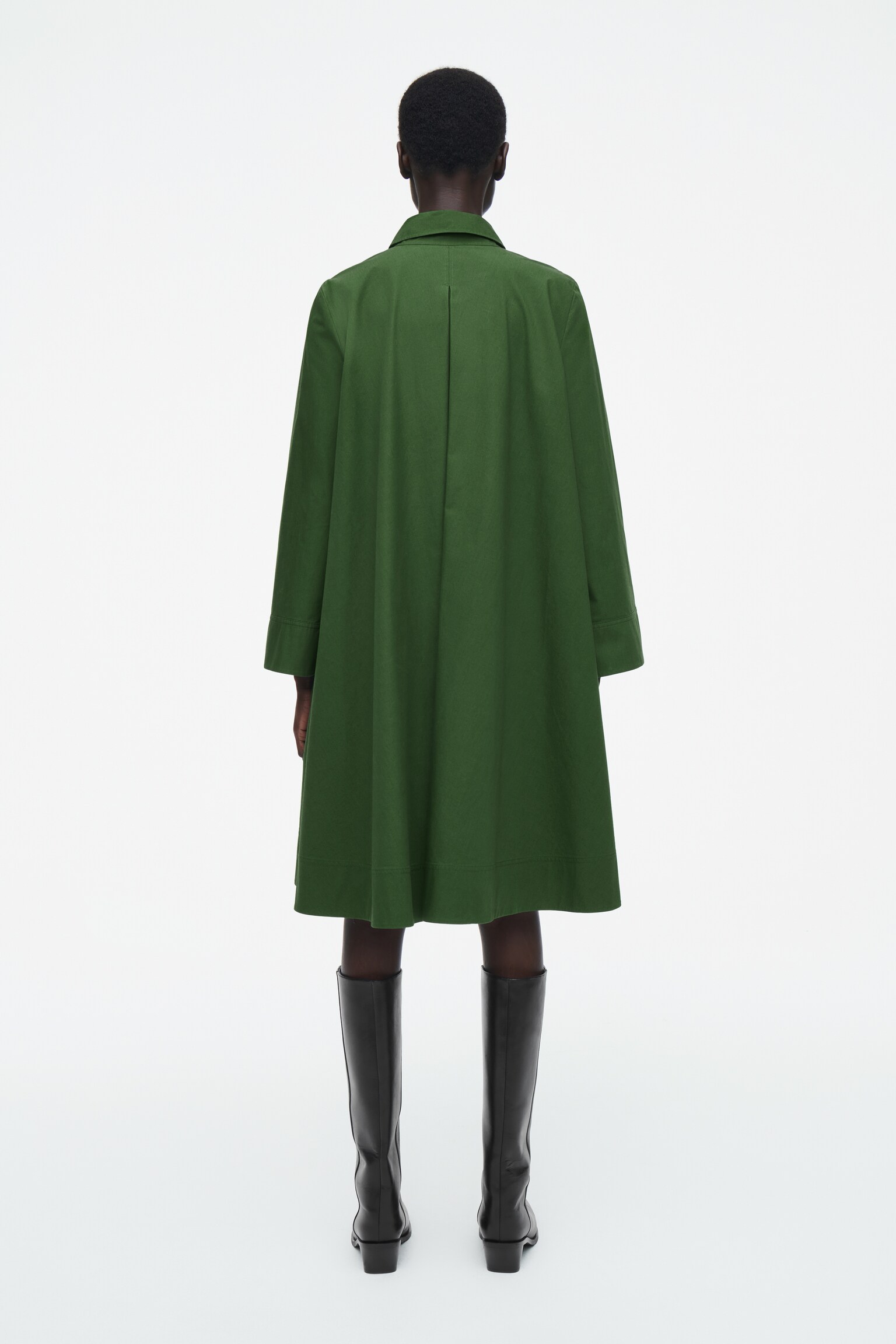 LANGÄRMLIGES HEMDKLEID IN A-LINIE - GRÜN - 3