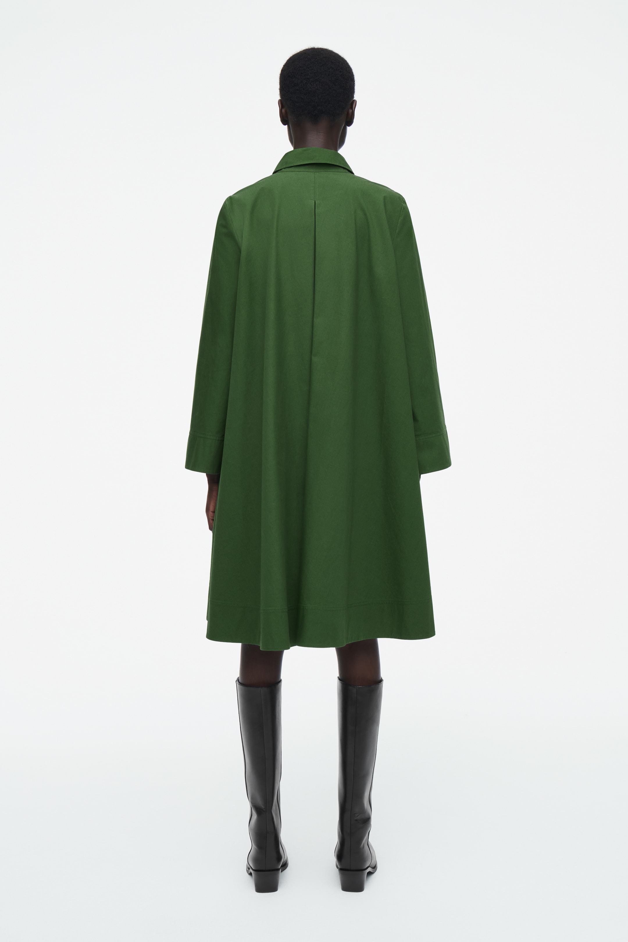 View larger image: LONG-SLEEVED A-LINE SHIRT DRESS - GREEN - Ladies | H&M GB 4