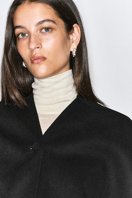 DOUBLE-FACED WOOL-BLEND CAPE — BLACK 6