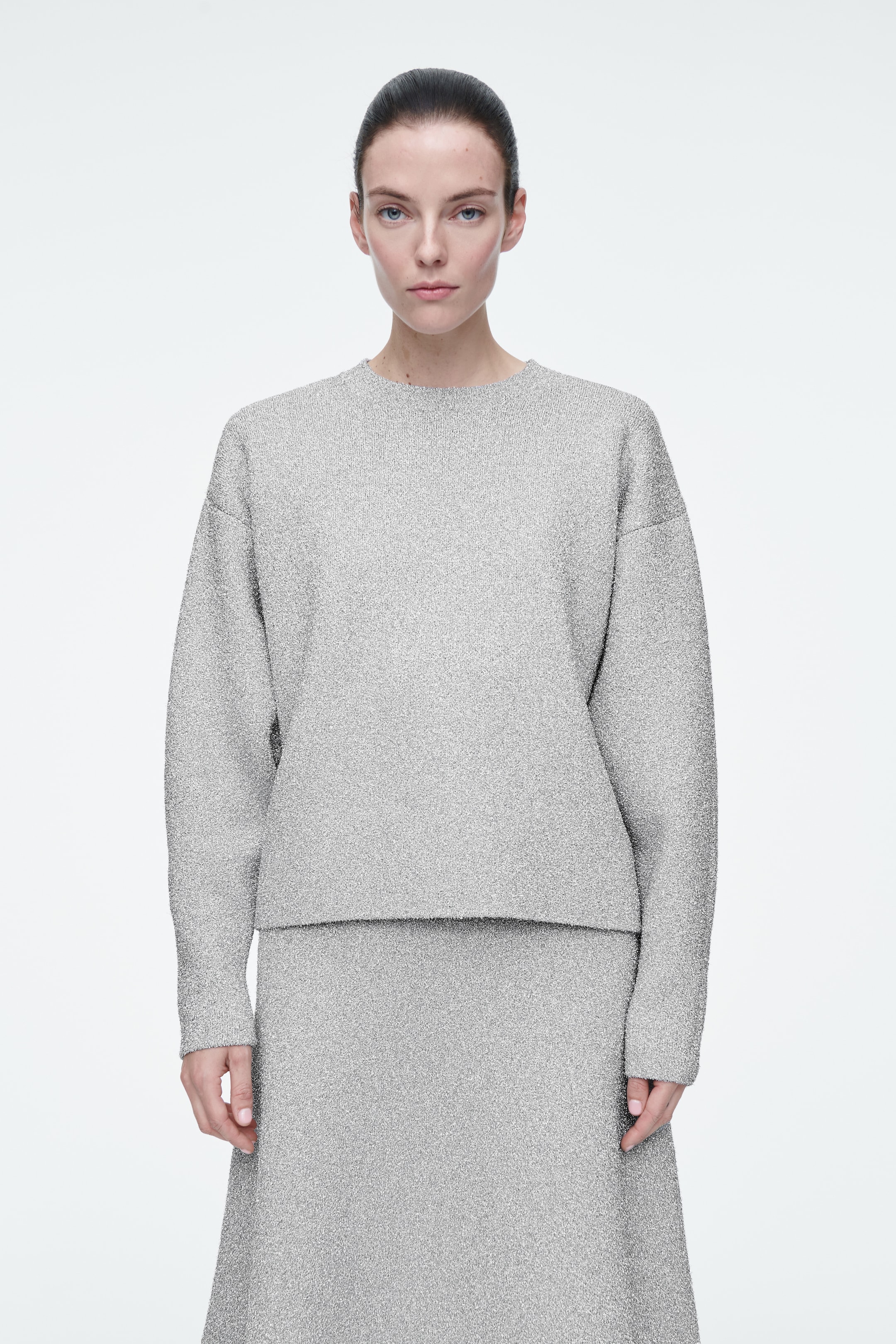View larger image: OVERSIZED SPARKLY MERINO WOOL JUMPER - SILVER - Ladies | H&M GB 1