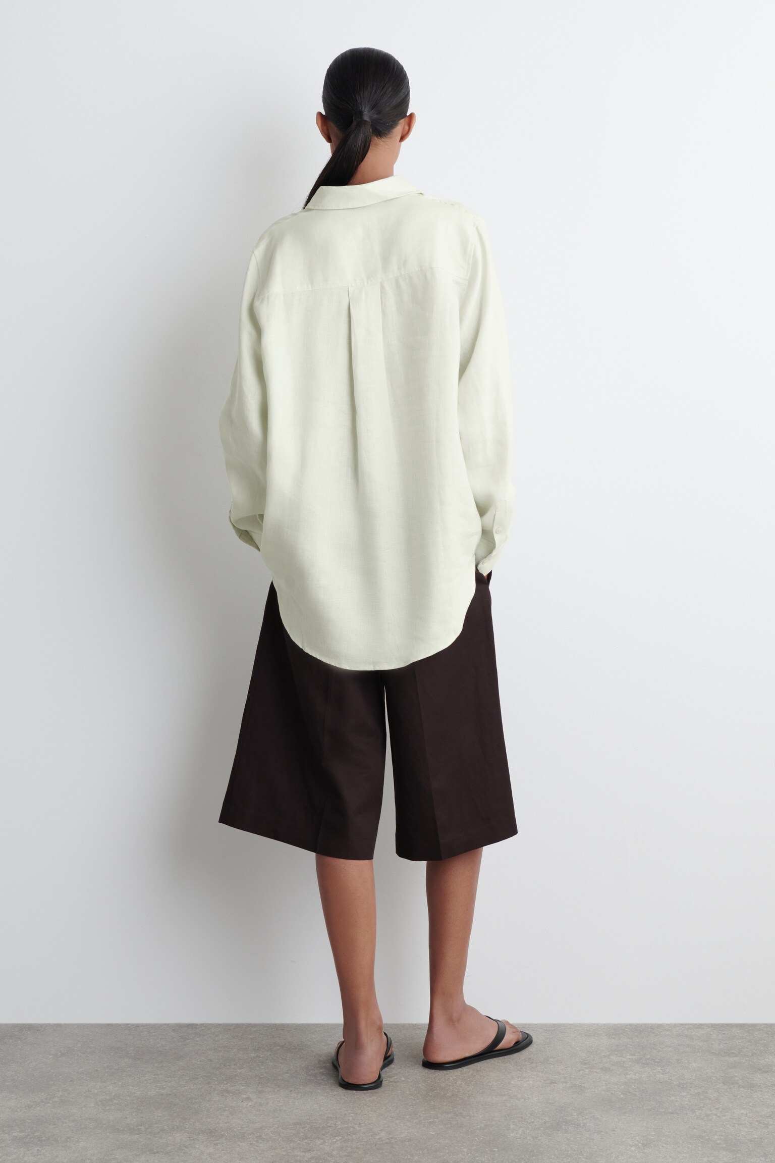 CHEMISE OVERSIZE EN LIN - VERT PÂLE/BLANC/JAUNE BEURRE/BLEU MARINE/GRÈGE - 8