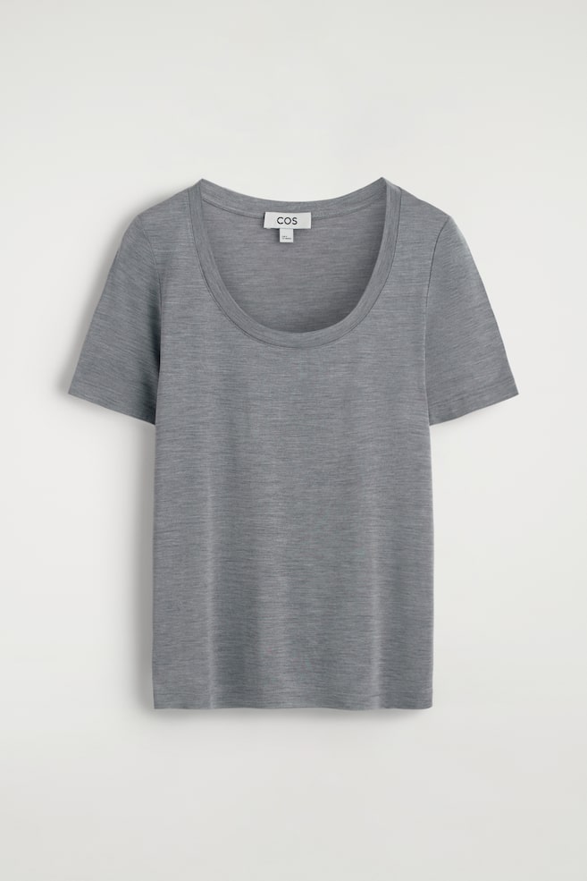 SCHMALES T-SHIRT AUS SEIDE - GRAU MELIERT/NAVYBLAU/ELFENBEIN/ROSA/BRAUN MELIERT - 1