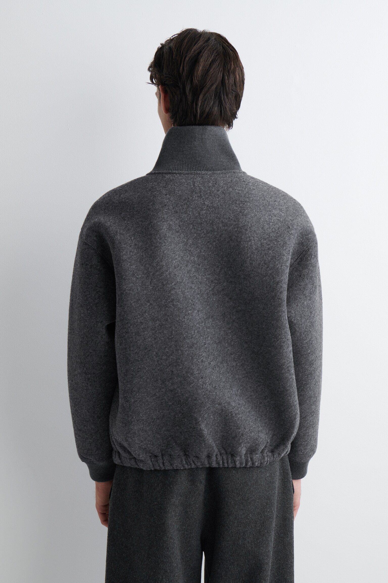 OVERSIZED FELTED-SCUBA FUNNEL-NECK JUMPER - CHARCOAL - 6