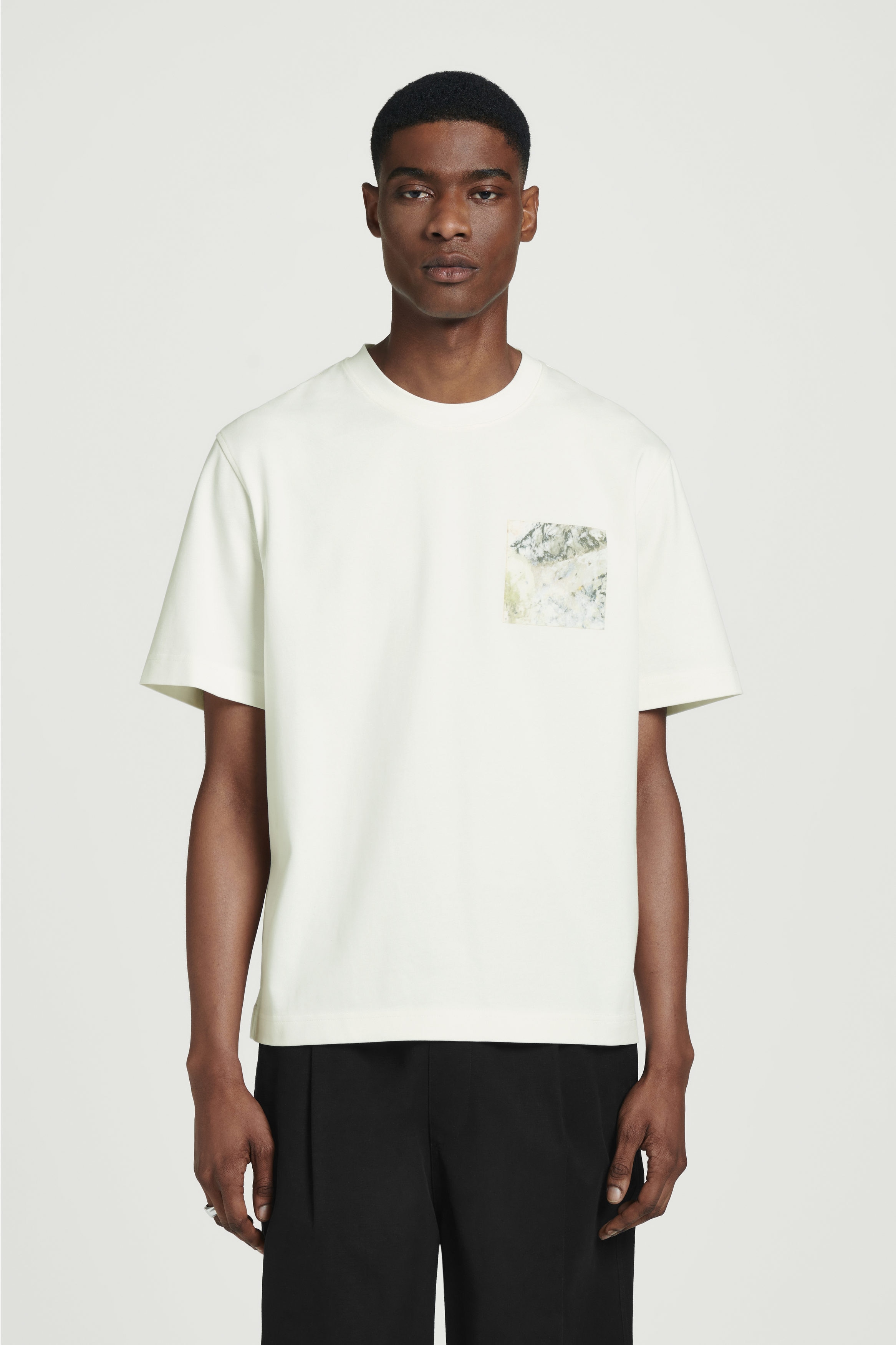 RELAXED MARBLE-PRINT COTTON T-SHIRT - OFF-WHITE / MARBLE | COS