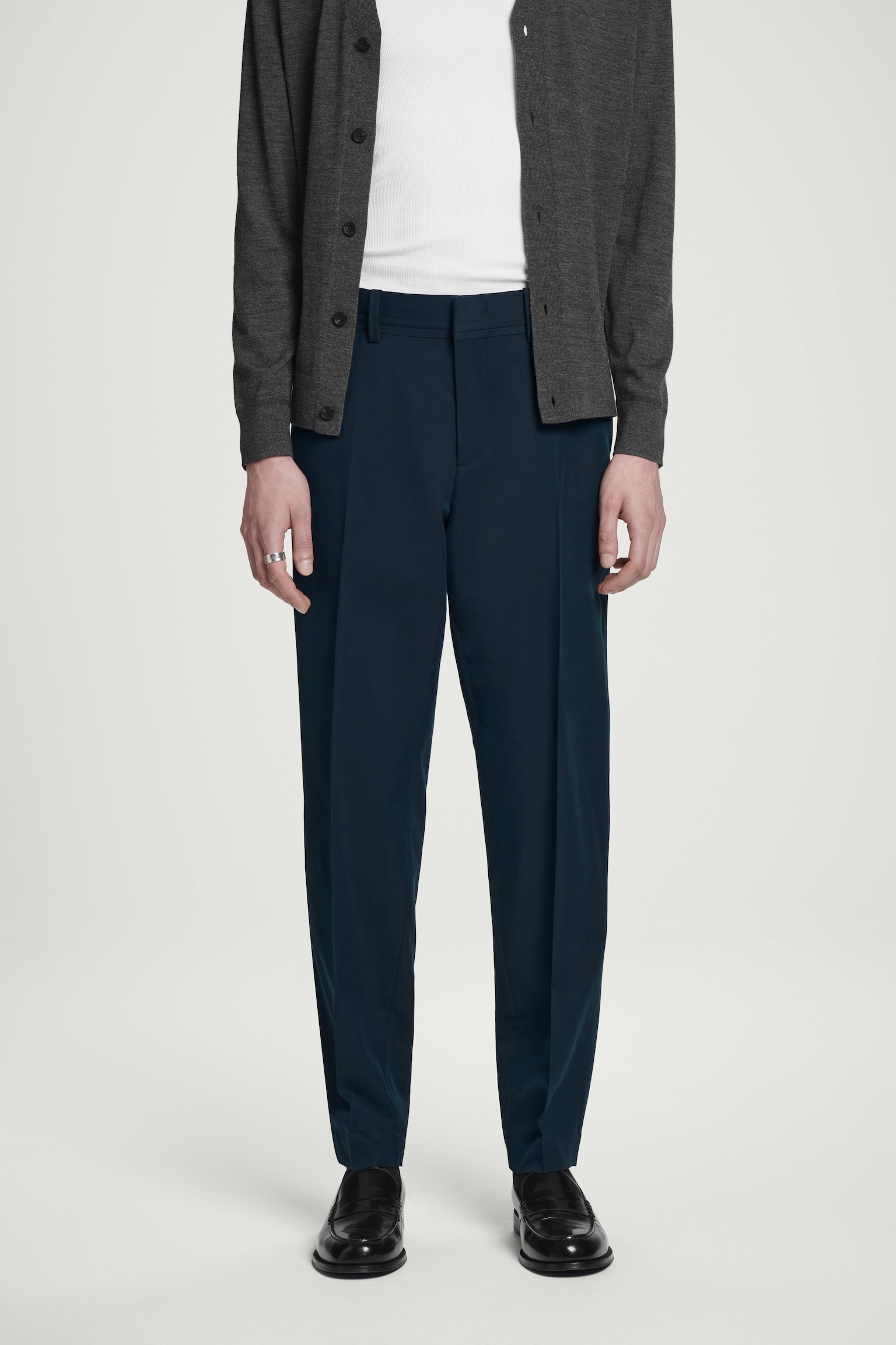 PANTALON DE COSTUME DROIT - BLEU MARINE/VERT FONCÉ - 3