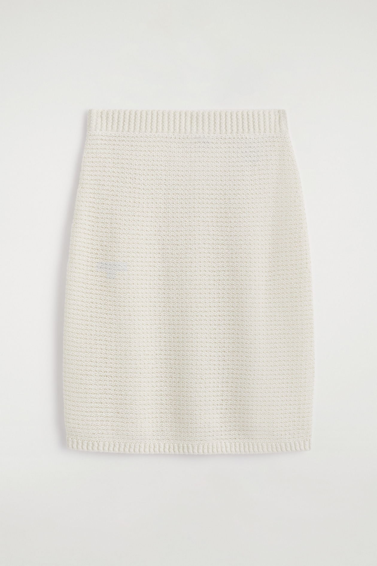 TEXTURED KNITTED COTTON MINISKIRT — WHITE