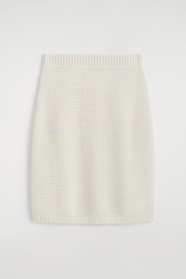 TEXTURED KNITTED COTTON MINISKIRT — WHITE 6