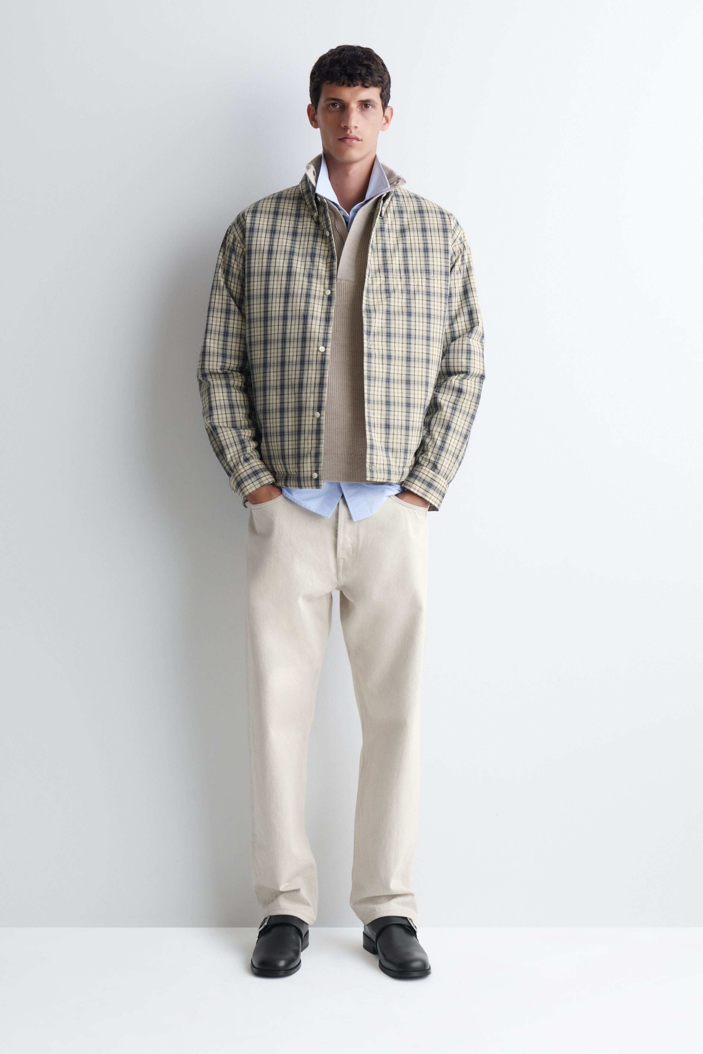 PADDED CHECKED COTTON OVERSHIRT - thumbnail 2