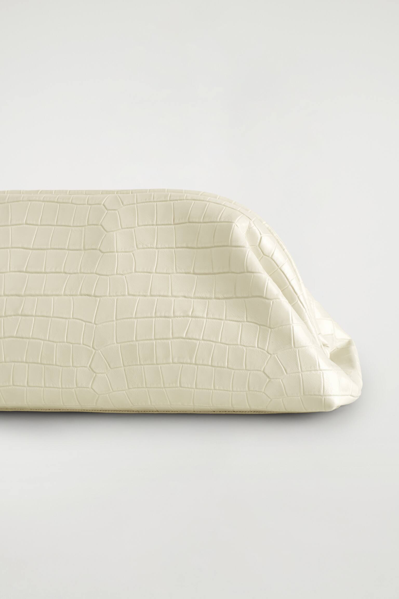 INGOT CLUTCH BAG - LEER - Wit / krokodilleneffect - 7