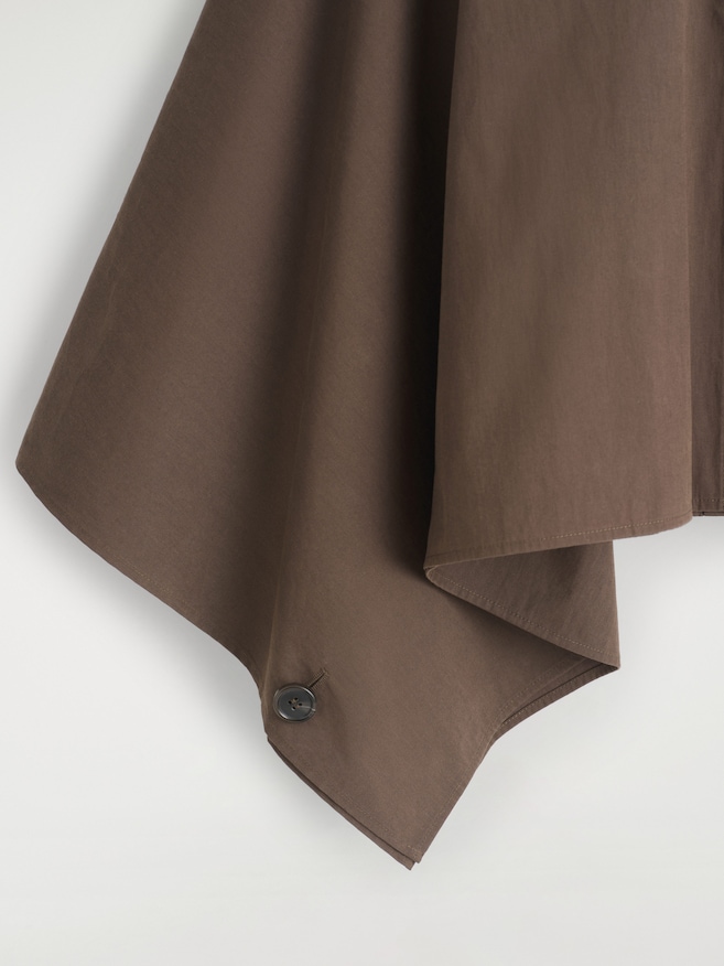 CROPPED TRENCH COAT CAPE — DARK BROWN