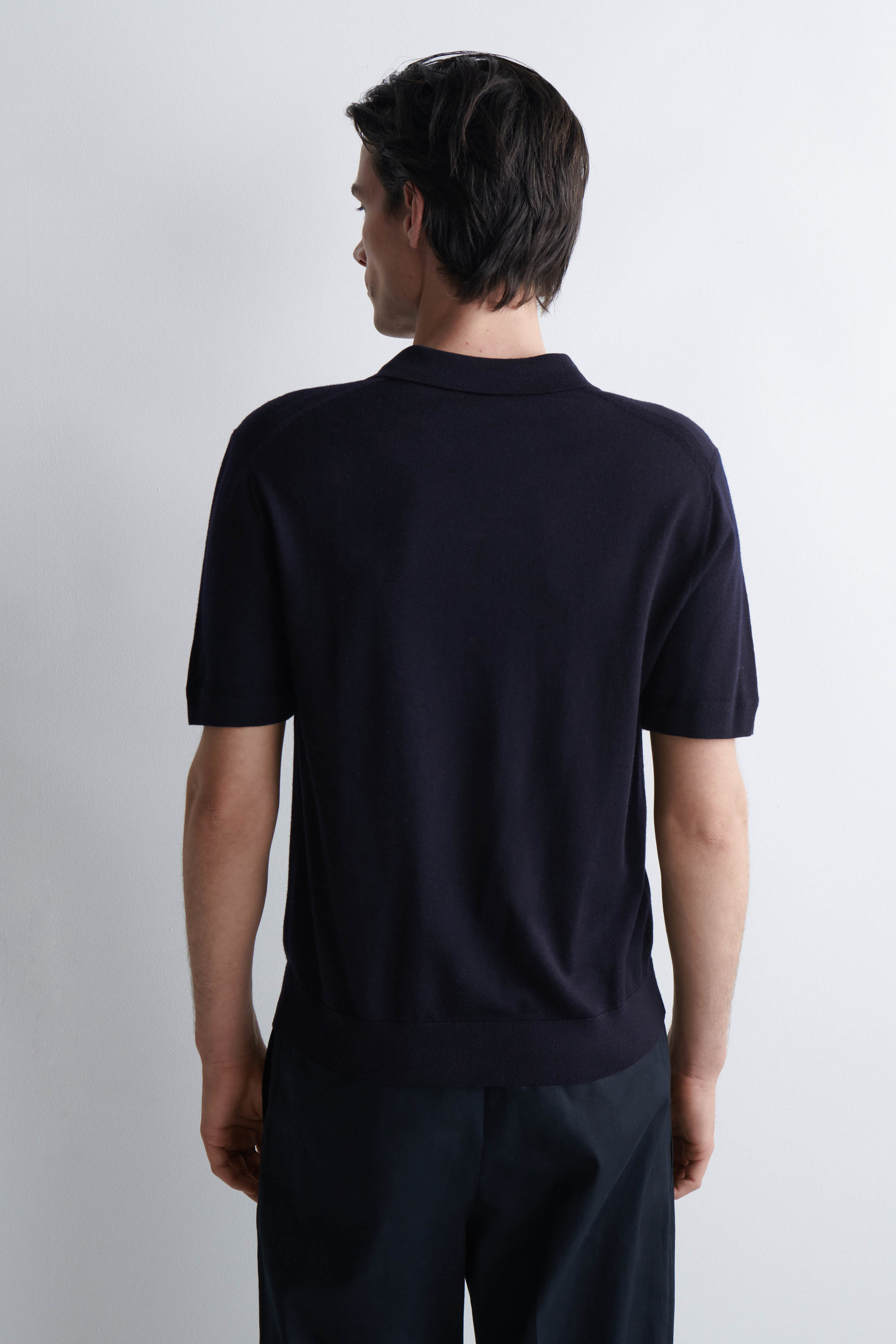 OPEN-COLLAR MERINO WOOL POLO SHIRT - thumbnail 4