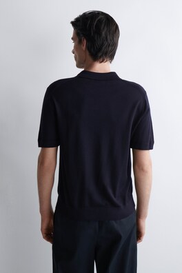 OPEN-COLLAR MERINO WOOL POLO SHIRT — NAVY 4