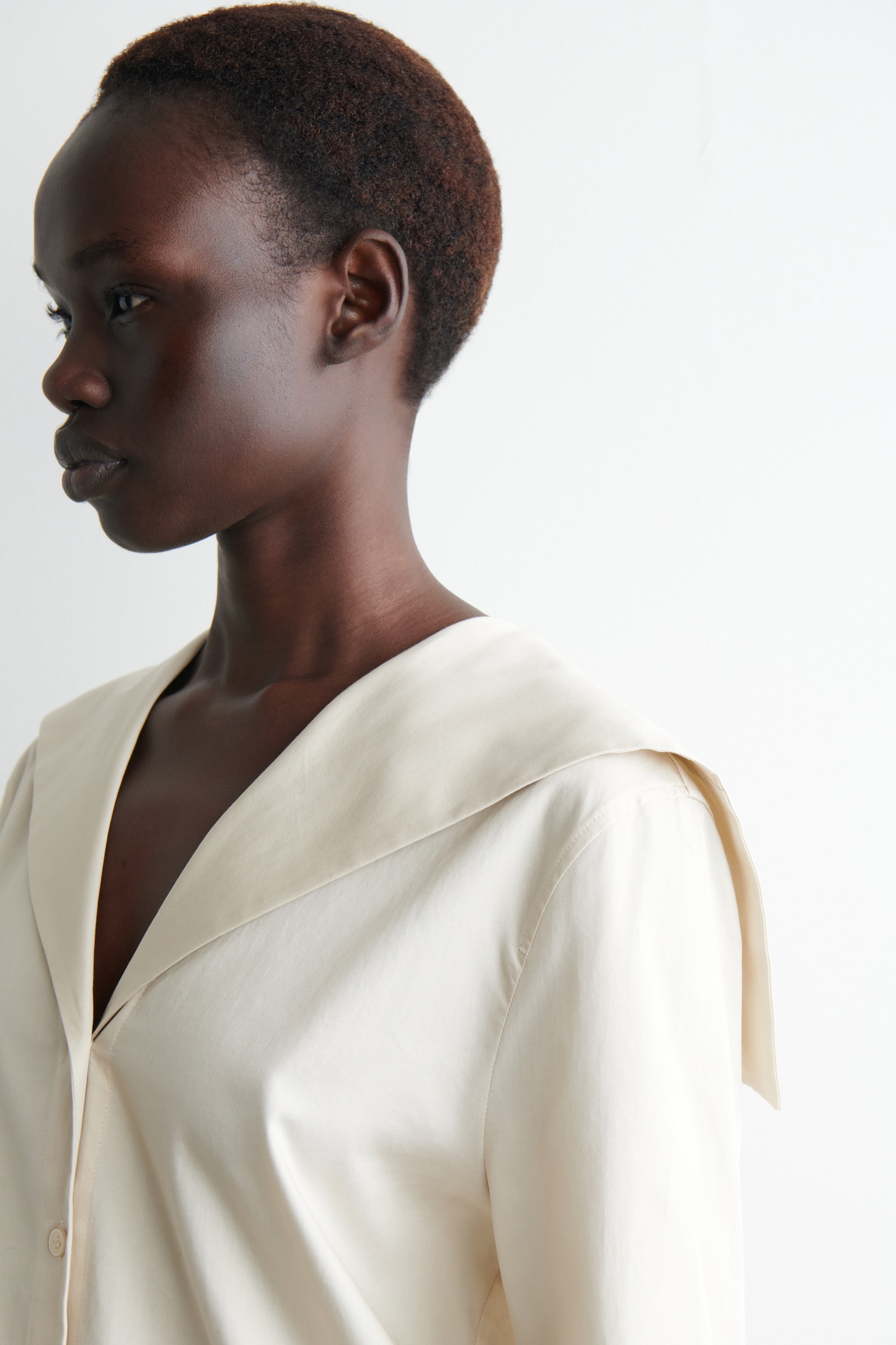 CAMICIA IN COTONE CON COLLETTO ALLA MARINARA - BEIGE CHIARO - 5