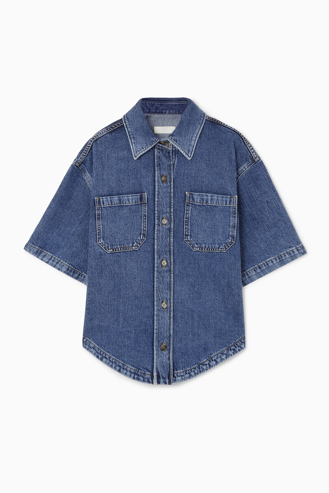 CHEMISE À MANCHES COURTES DÉCONTRACTÉE EN DENIM - BLEU | COS