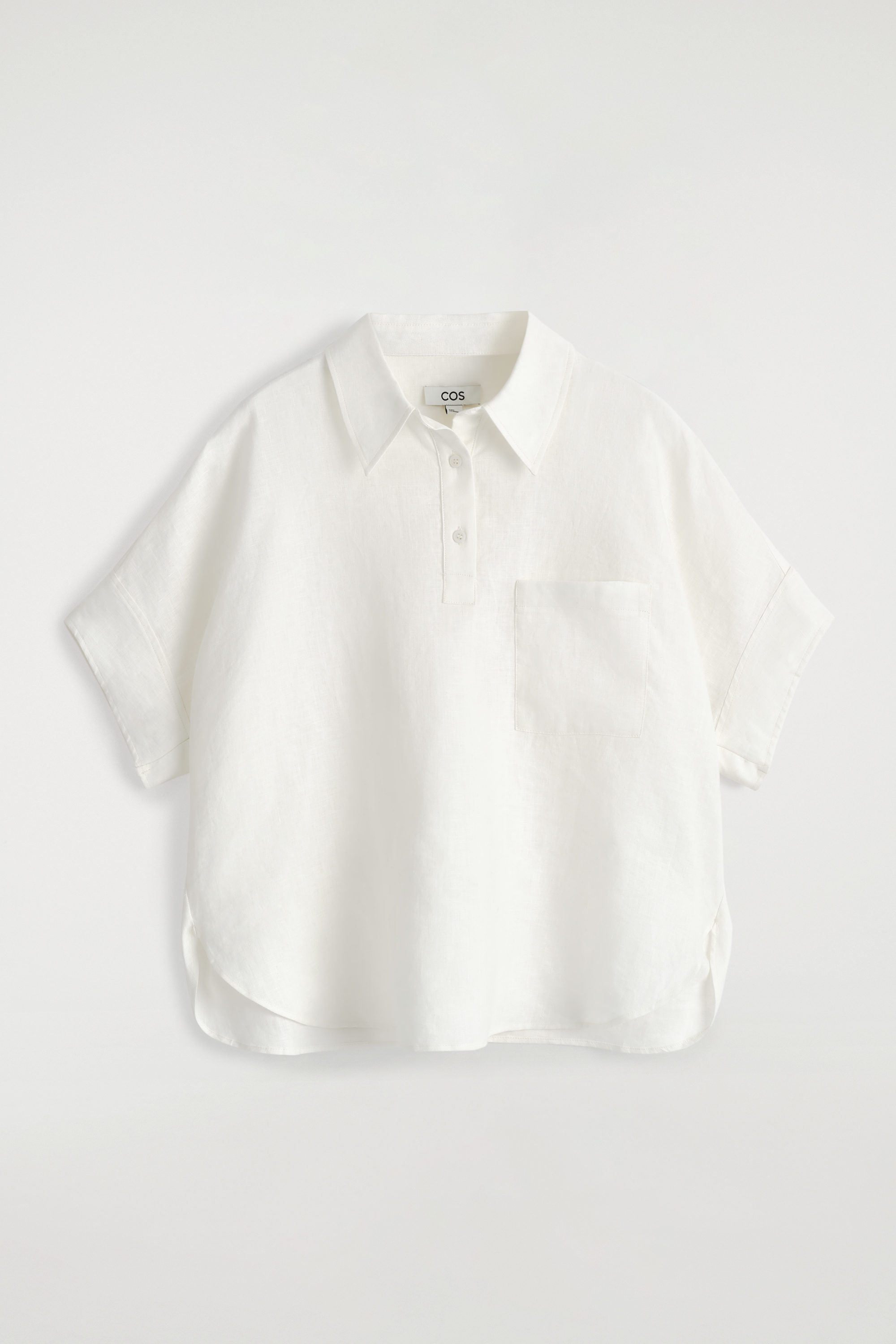 LINEN HALF-PLACKET SHIRT - WHITE | COS
