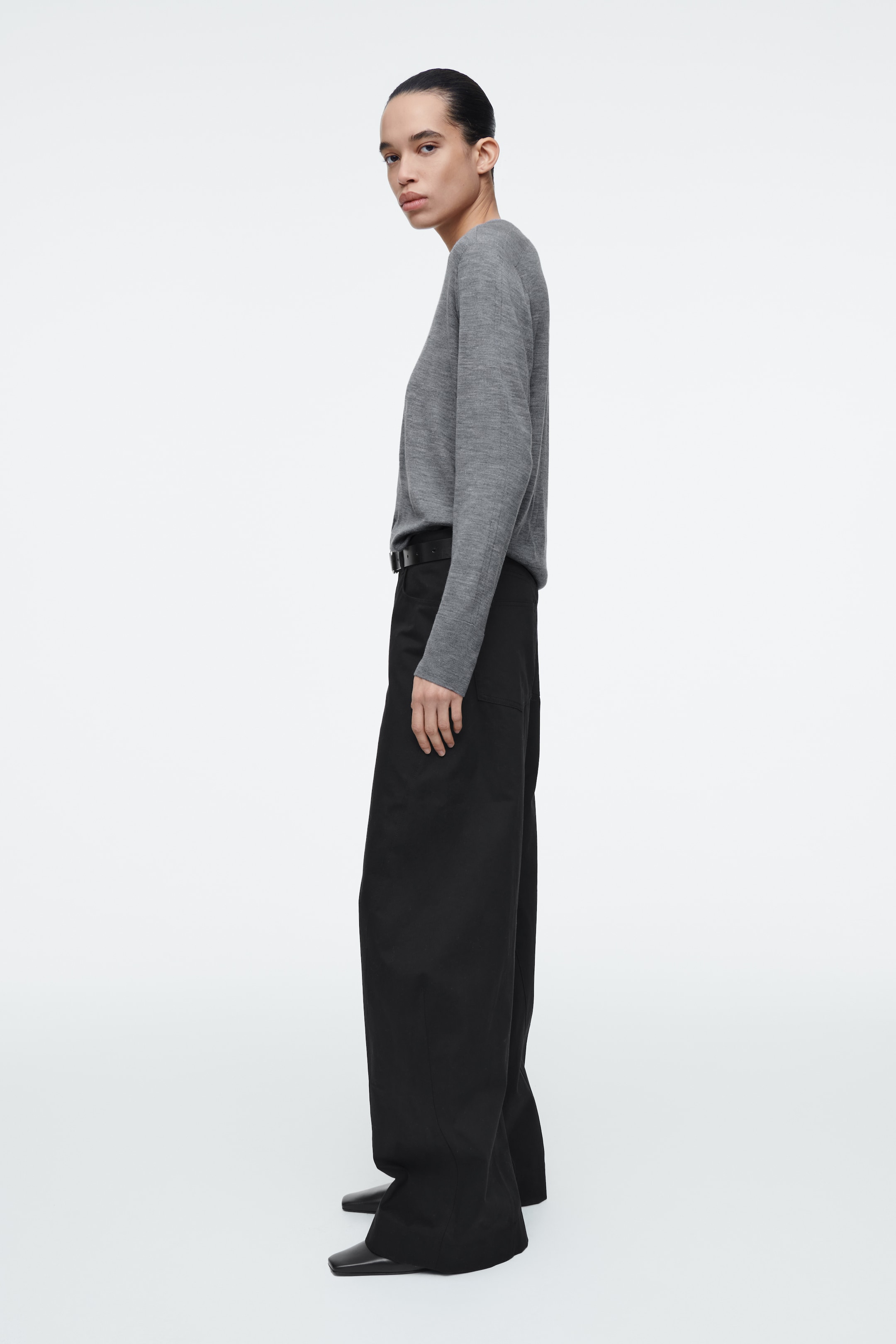 Zobacz większy obraz: SPODNIE Z NOGAWKAMI TYPU BARREL Z BAWEŁNY - CZARNY - ONA | H&M PL 3