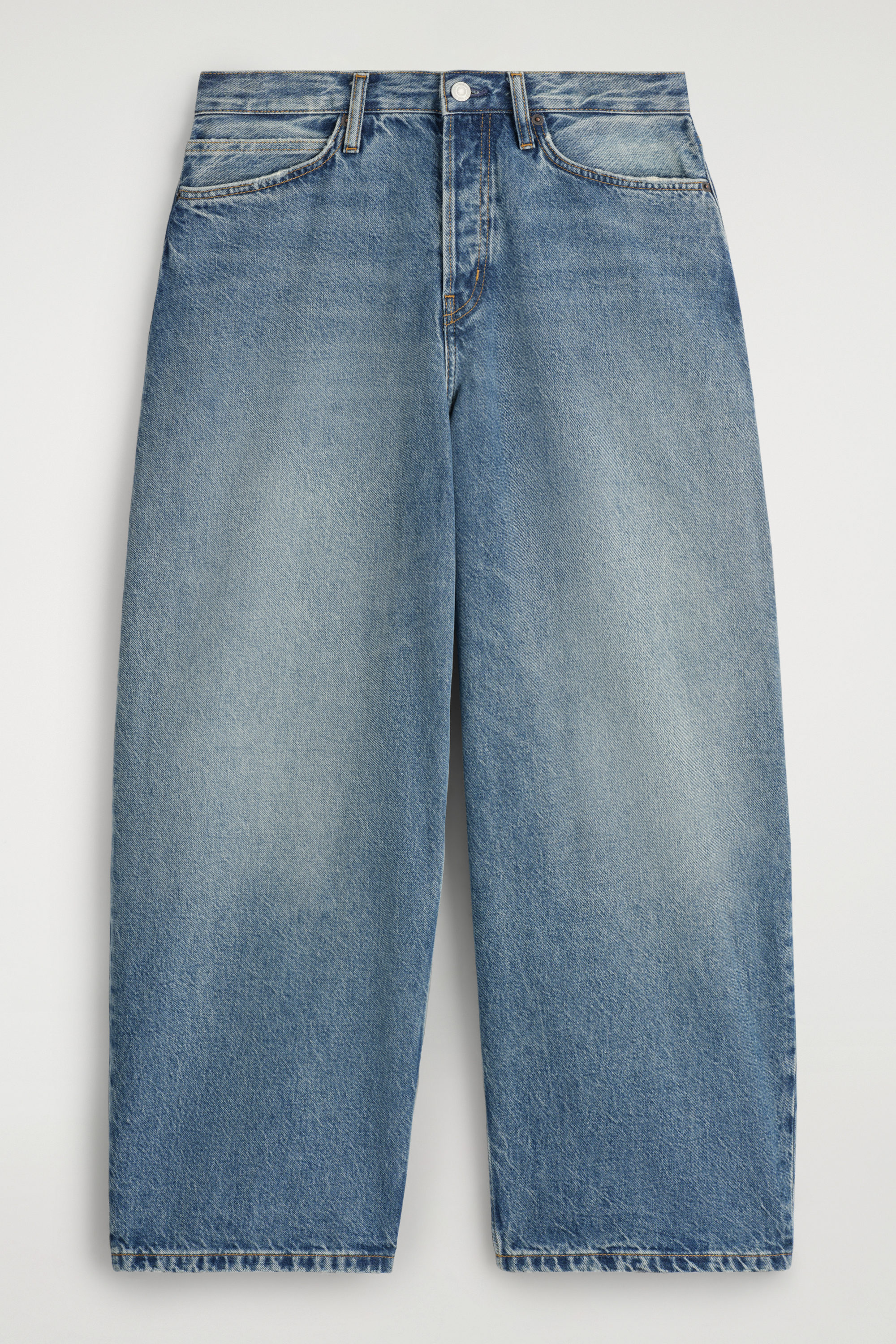 OVERSIZED SHORT-SLEEVED DENIM SHIRT - MID-BLUE | COS