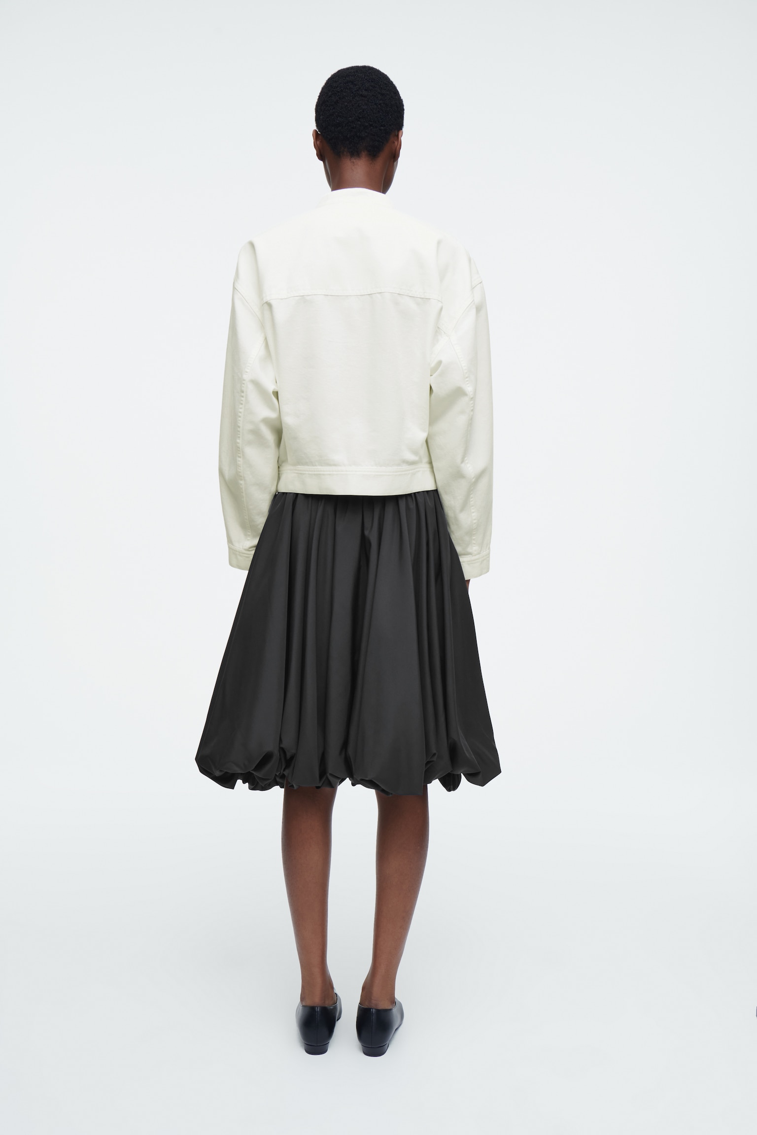 OVERSIZED COTTON BOMBER JACKET - WHITE - 7