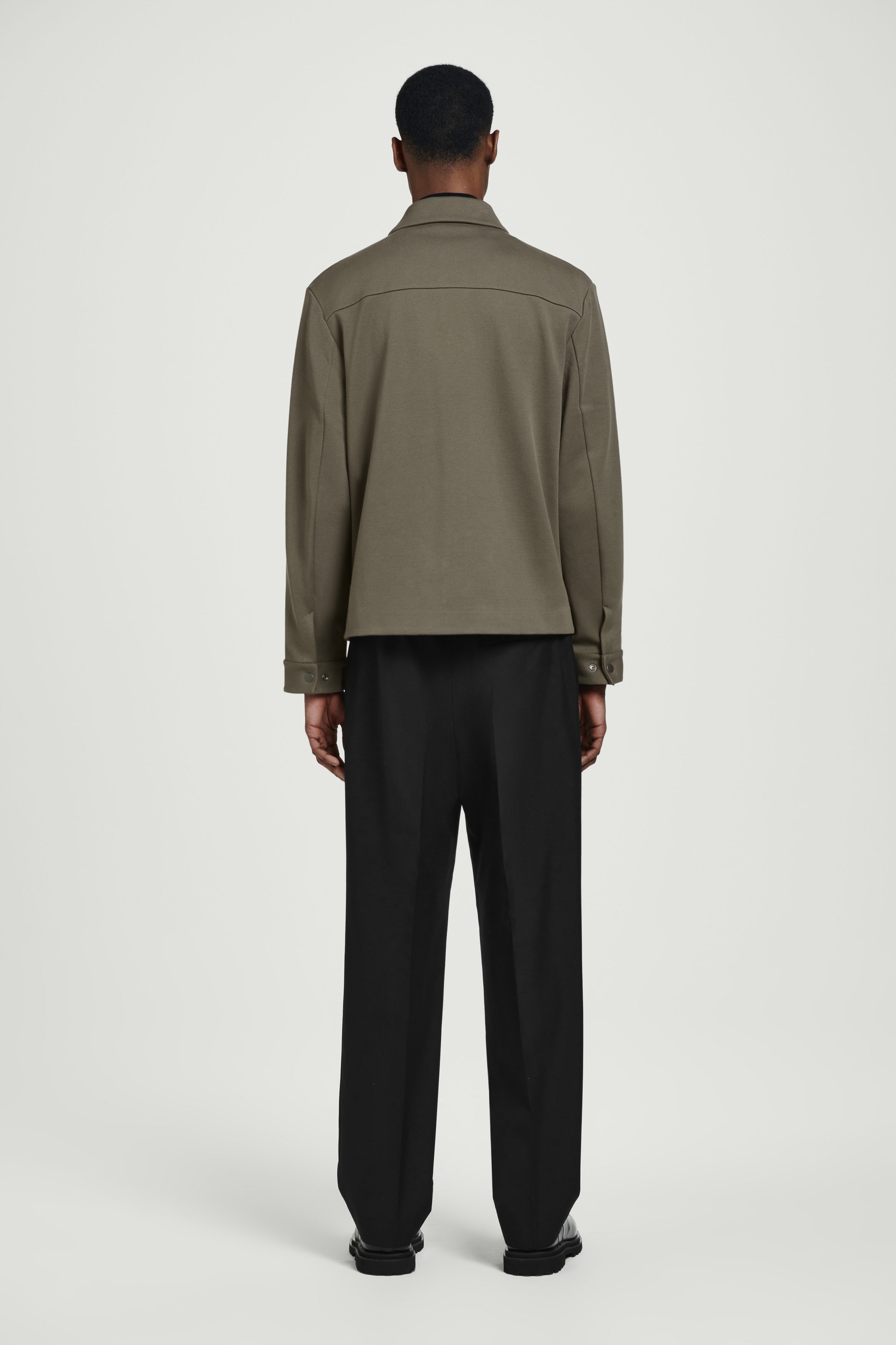 JERSEY-TWILL SHIRT JACKET - DARK KHAKI | COS