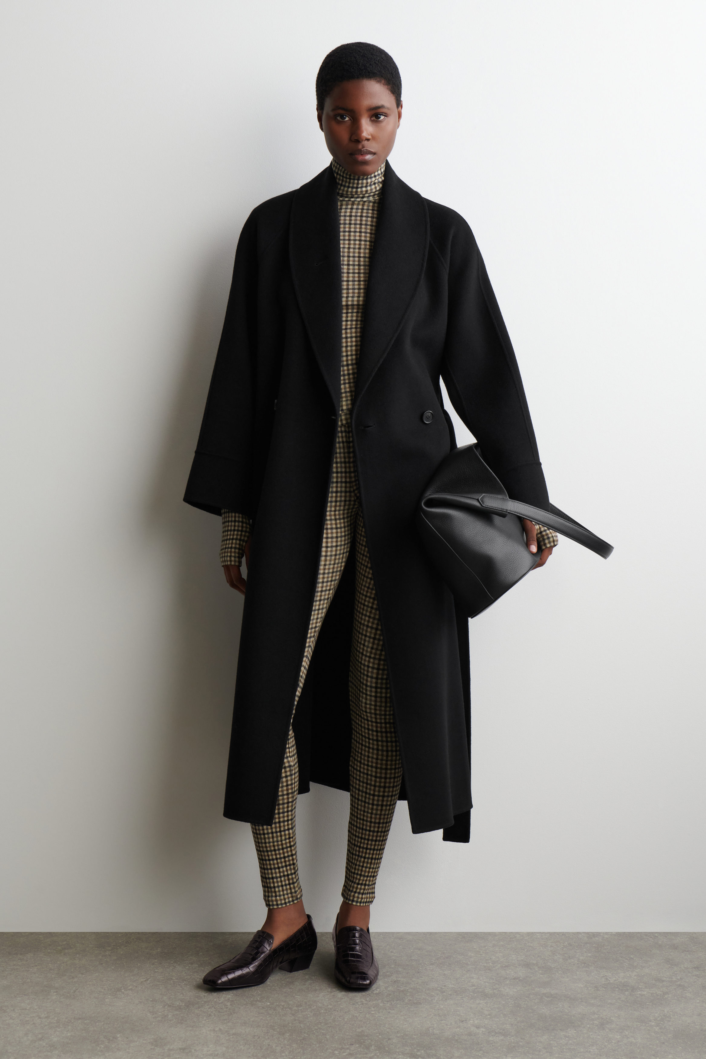 MERINO WOOL TURTLENECK TOP - BEIGE / CHECKED | COS US