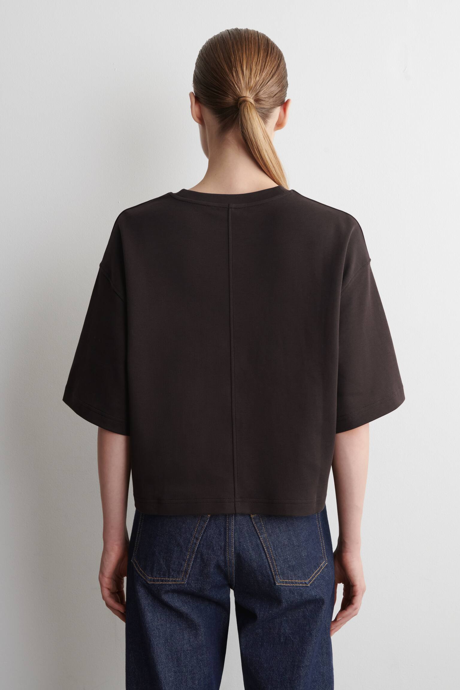 T-SHIRT OVERSIZE IN COTONE DAL TAGLIO BOXY - MARRONE SCURO/BIANCO/NERO/GIALLO BURRO - 6