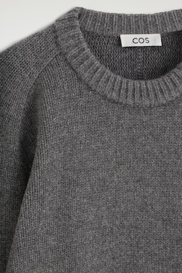 ROUNDED PURE CASHMERE CREW-NECK SWEATER — GRAY MÉLANGE 6
