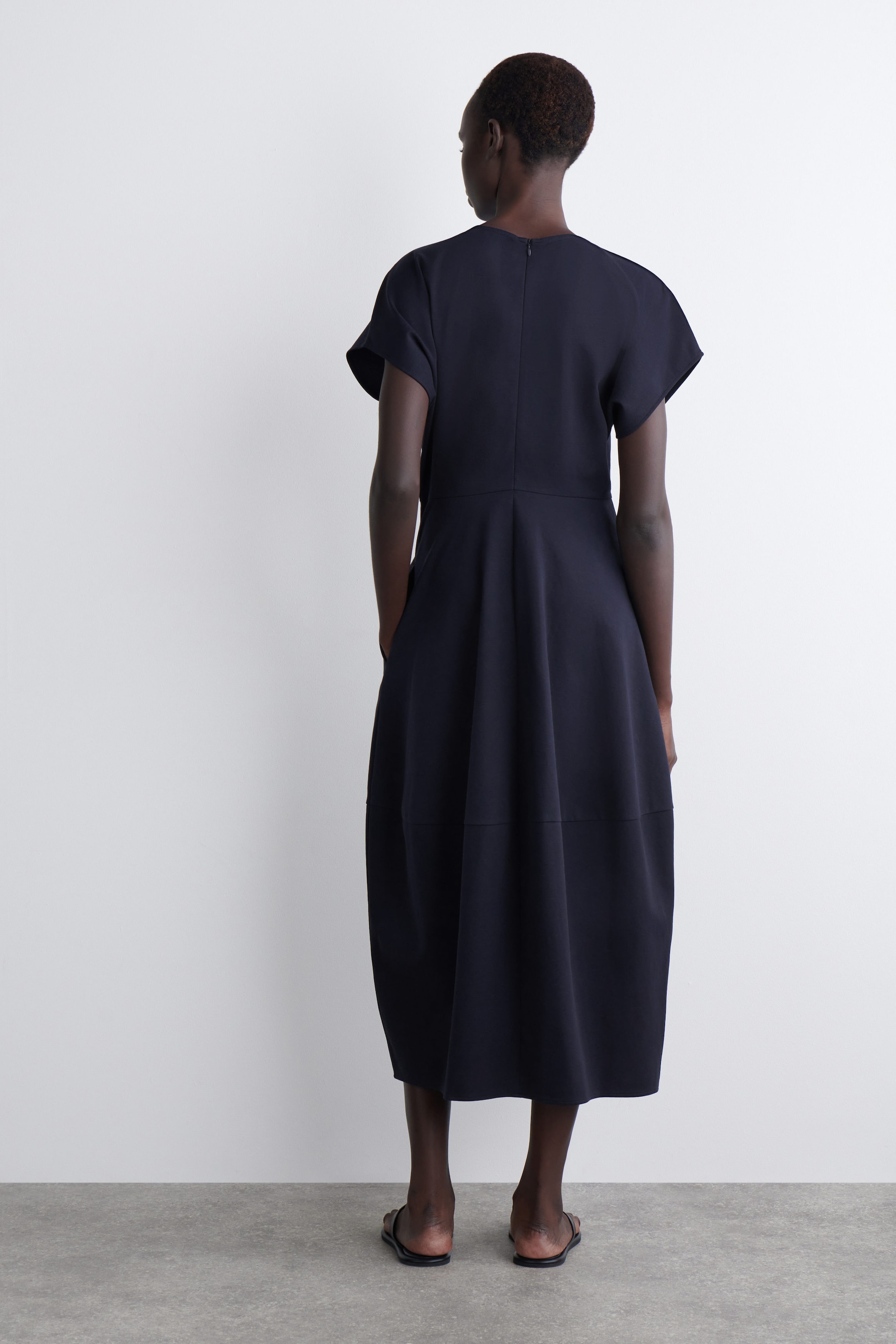 SCULPTED COTTON MIDI DRESS