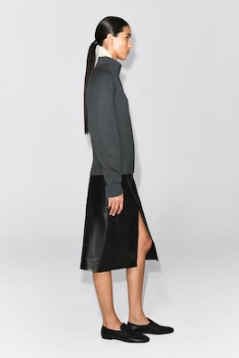 KNITTED MOCK-NECK ZIP-UP JACKET — CHARCOAL 4