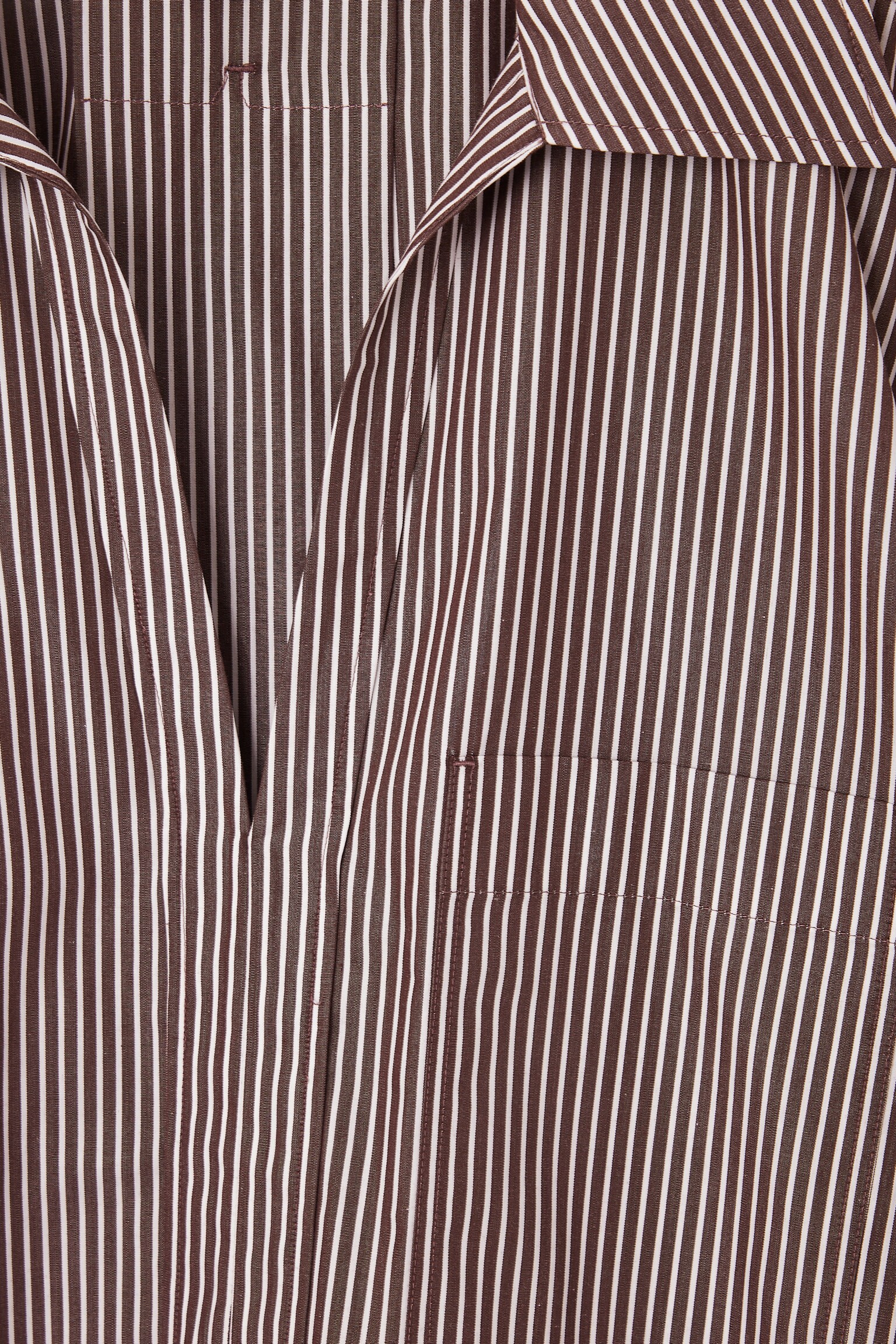 BLOUSE COL OUVERT OURLET AJUSTABLE - BRUN / RAYURES - 2