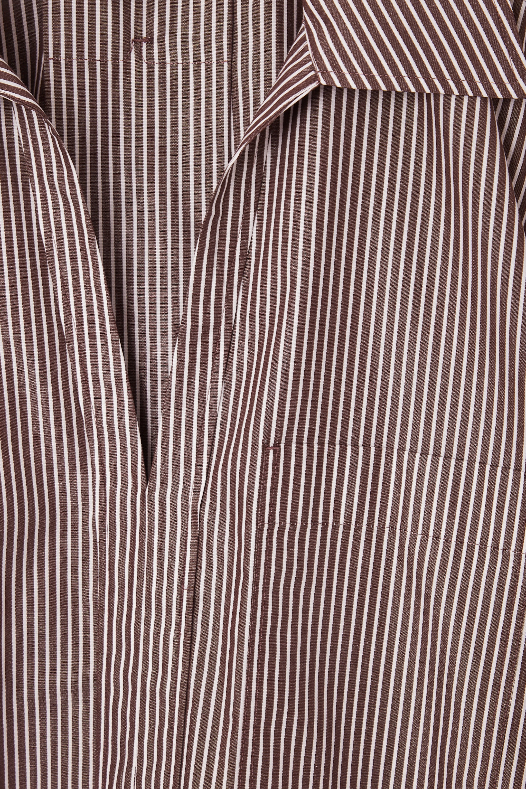 View larger image: OPEN-COLLAR DRAWSTRING BLOUSE - BROWN / STRIPED - Ladies | H&M GB 2