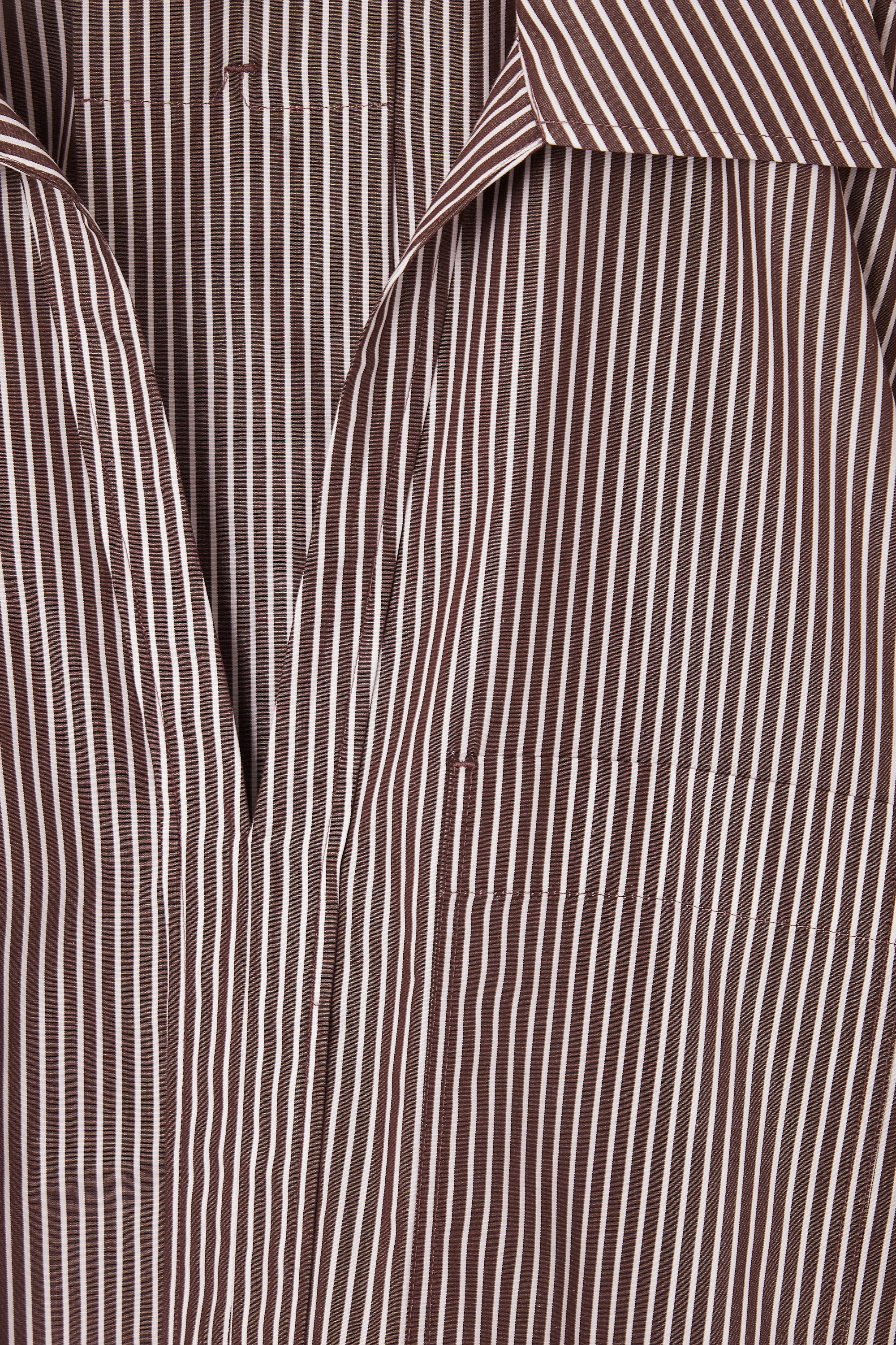OPEN-COLLAR DRAWSTRING BLOUSE - BROWN / STRIPED | COS